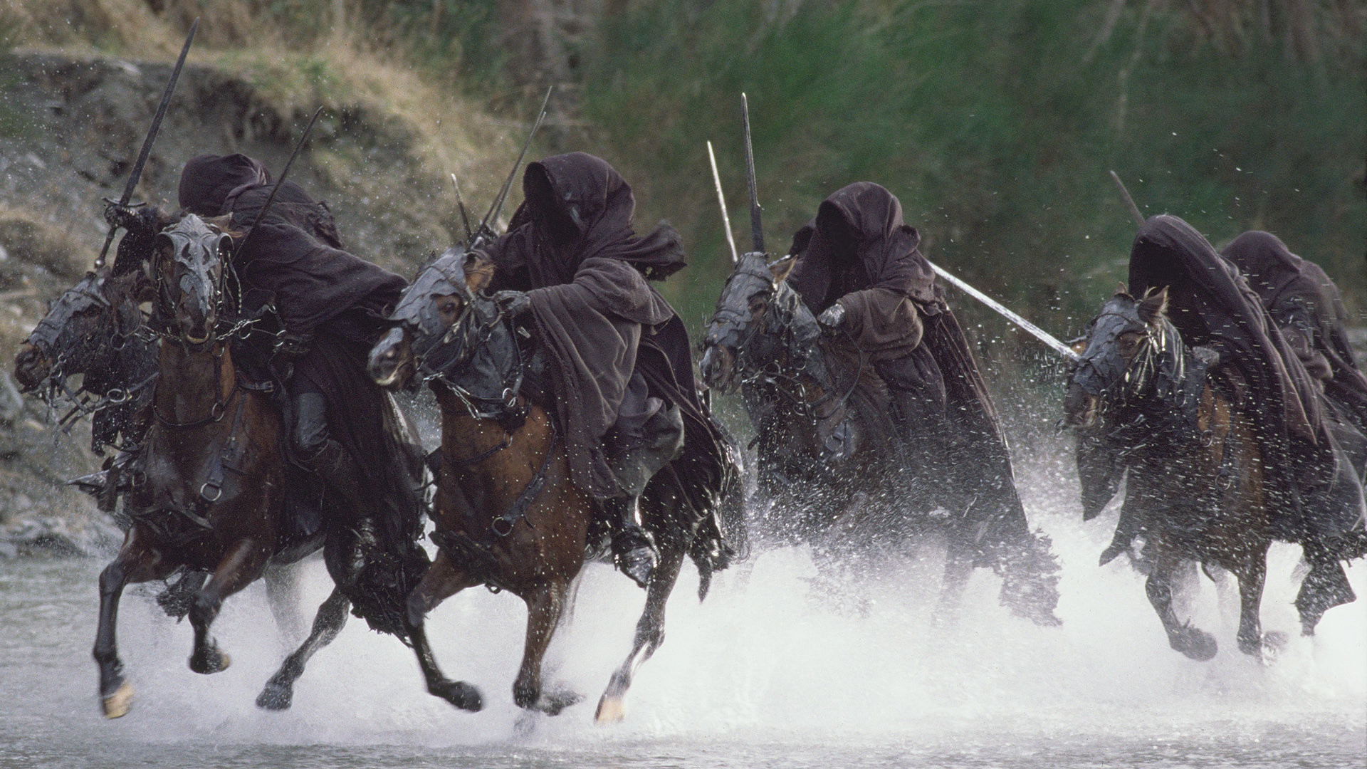 Nazgûl, Guado di Bruinen, Cavalli neri, Full HD 1080p, sfondo desktop