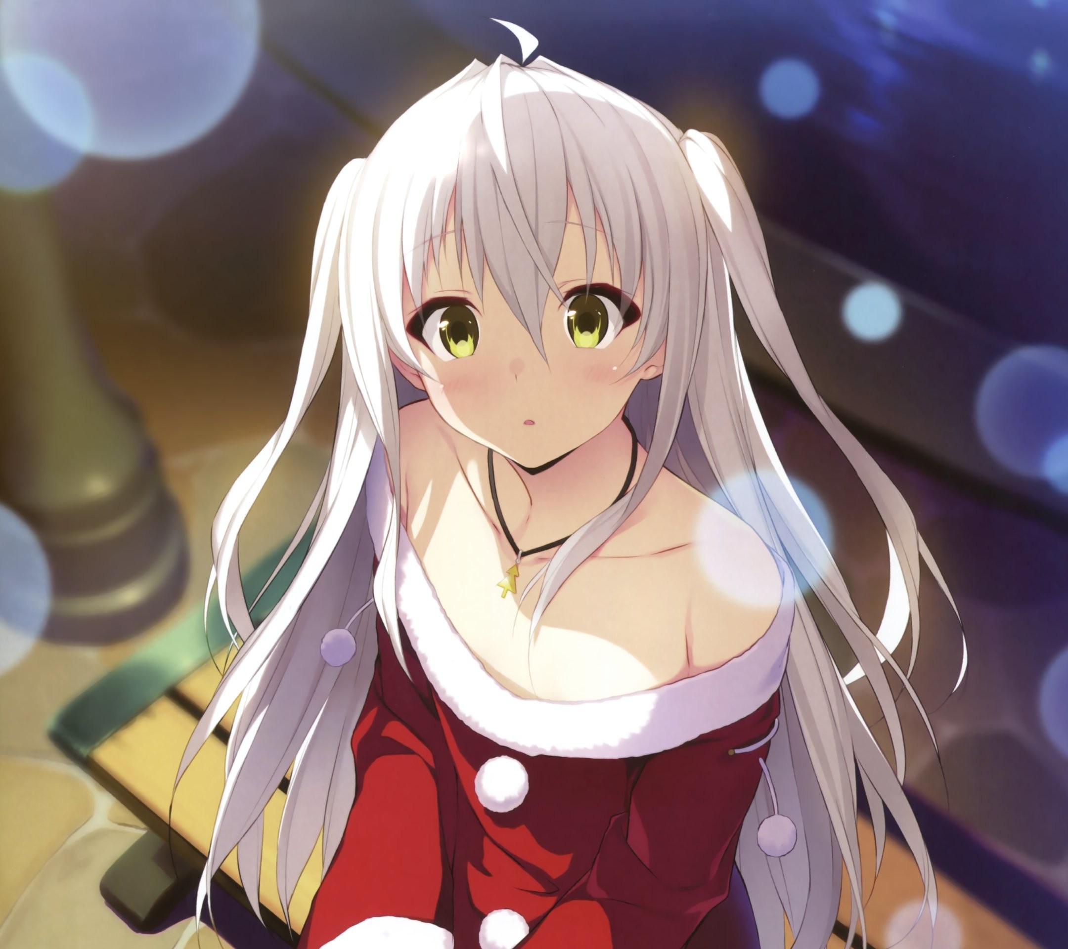 Nyaruko, Nyaruko: Crawling with Love!, Vestito natalizio, Capelli argentati, sfondo Full HD