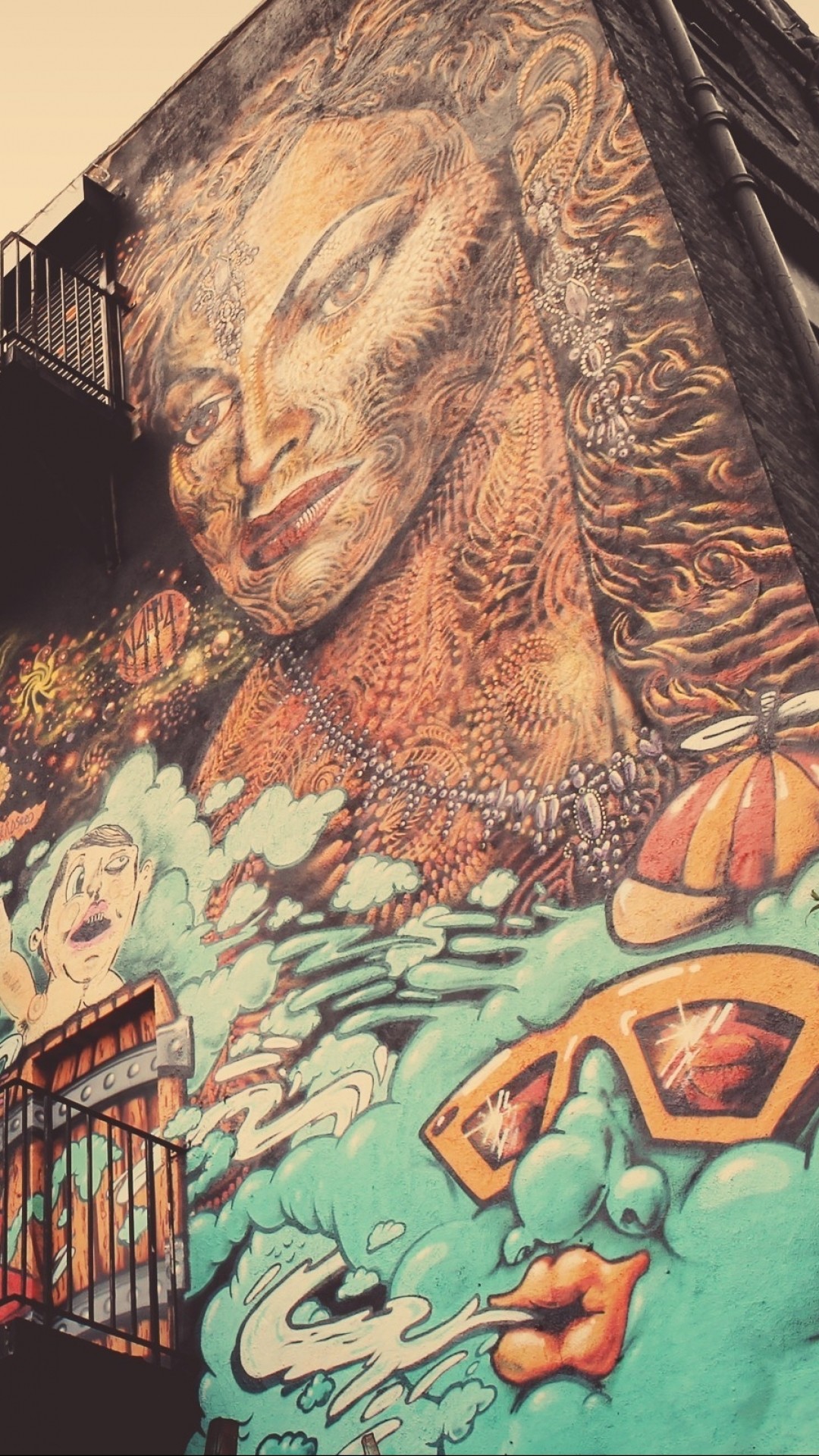 Murale, Volto di donna, Street art, Full HD, sfondo per iPhone e Android