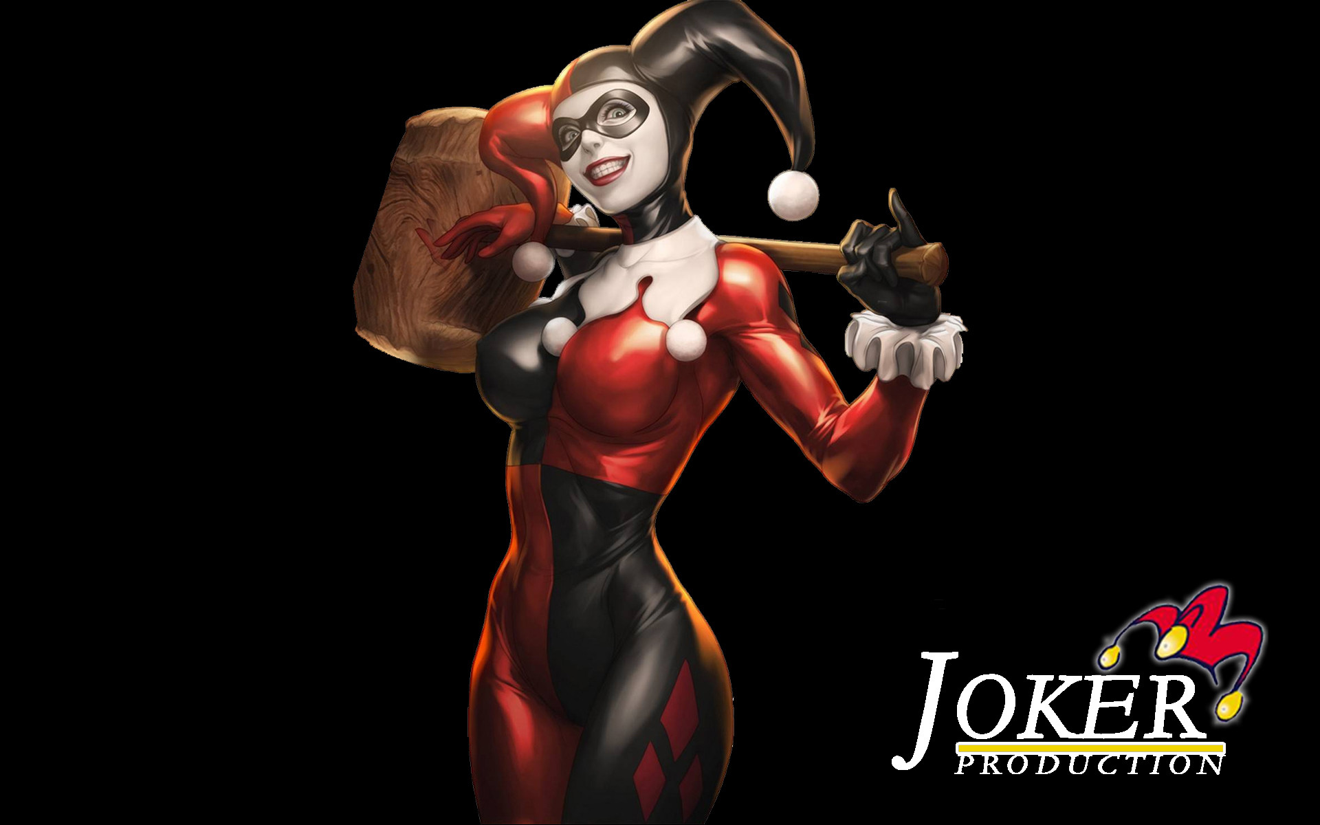 Harley Quinn, Martello, Fan art, Sfondo nero, 1920x1200, wallpaper desktop