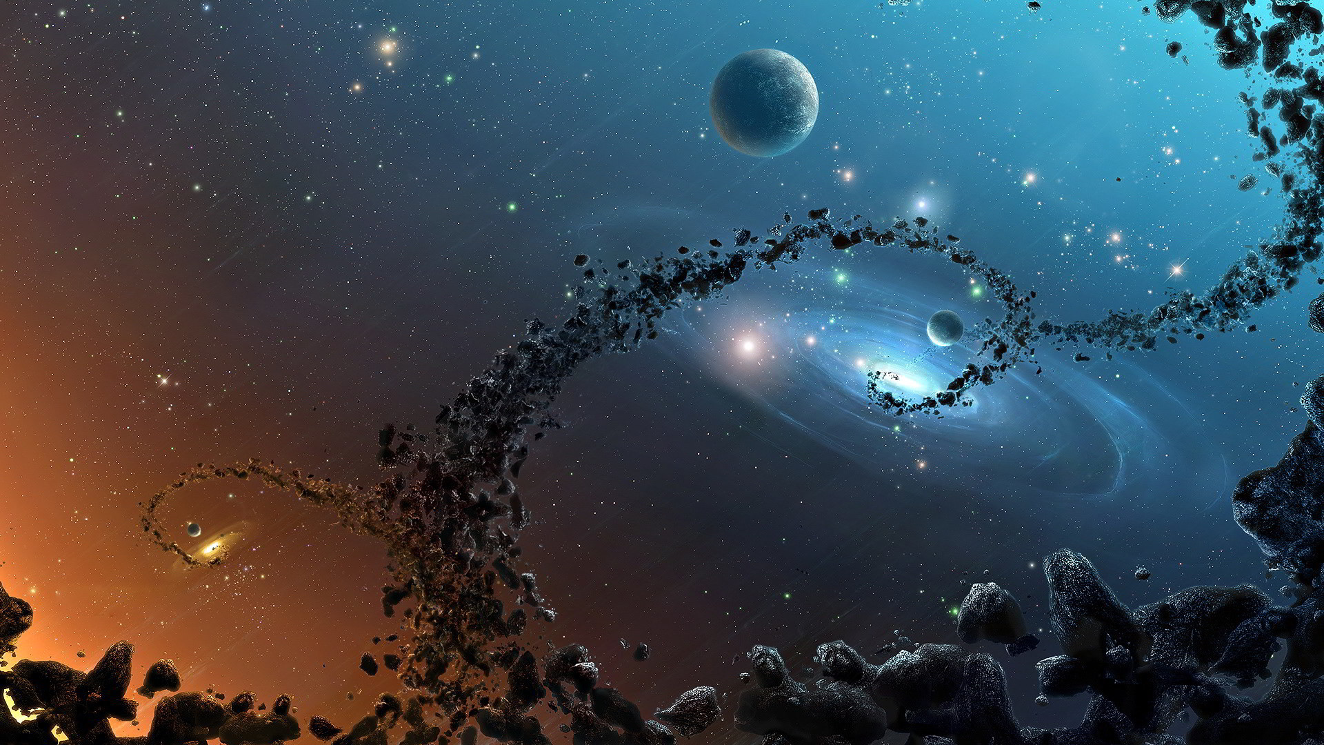 Galassia, Asteroidi, Pianeti, Spazio, Full HD, sfondo per portatile