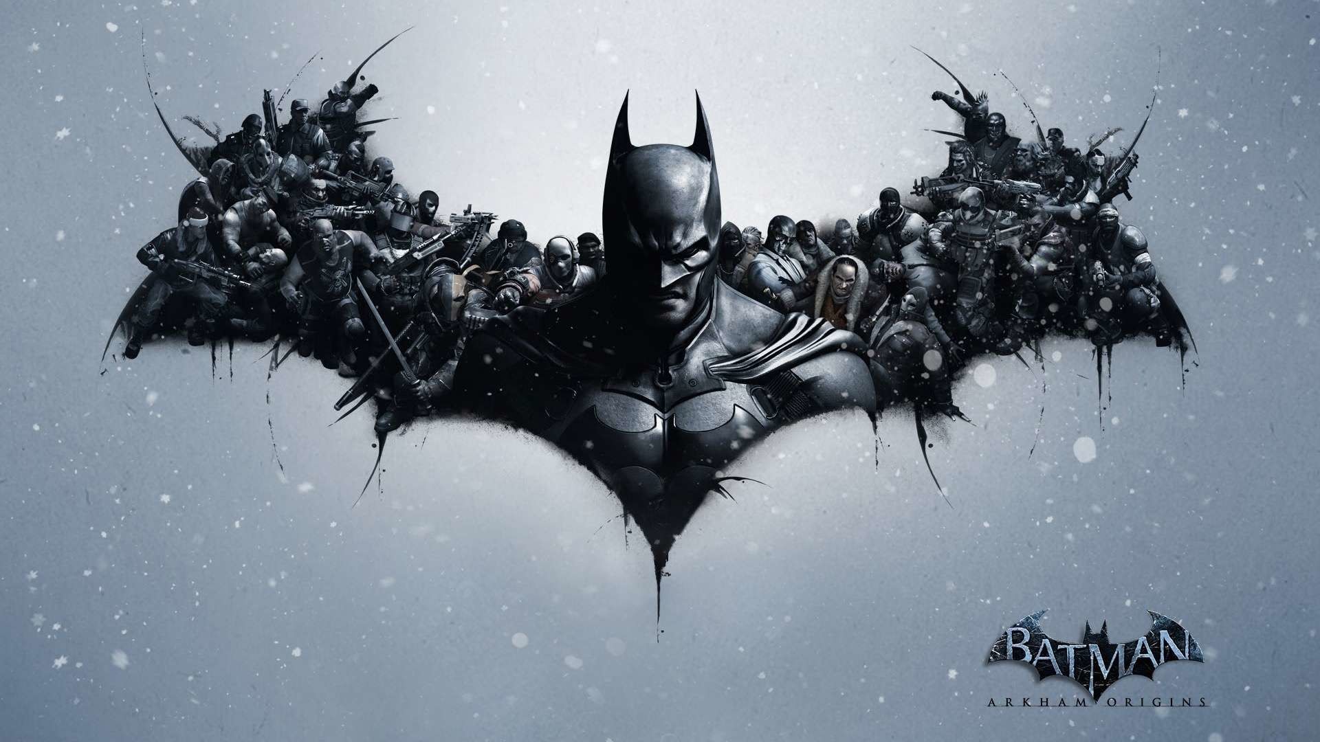 Batman: Arkham Origins, Batman, Logo del pipistrello, Neve, Full HD, sfondo Windows 11