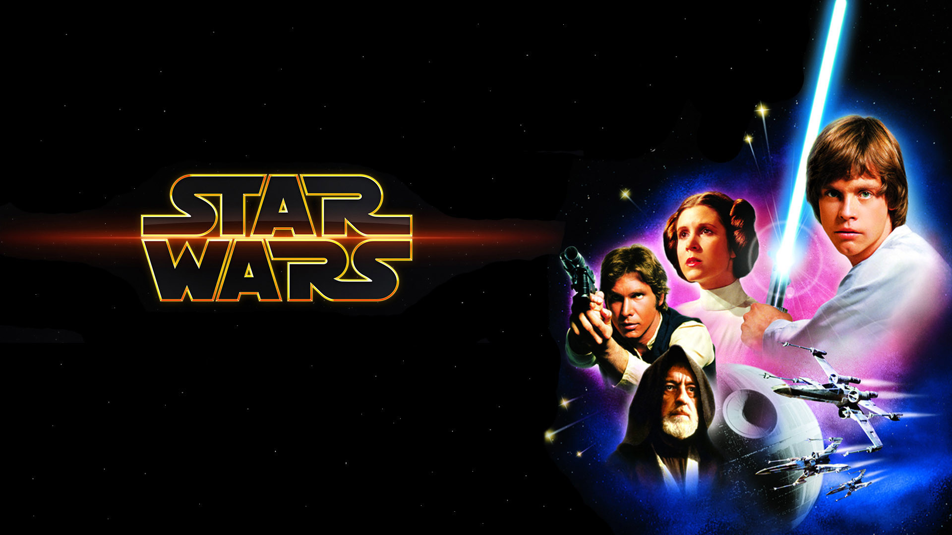 Star Wars, Luke Skywalker, Principessa Leia, Han Solo, Obi-Wan Kenobi, Logo, wallpaper desktop