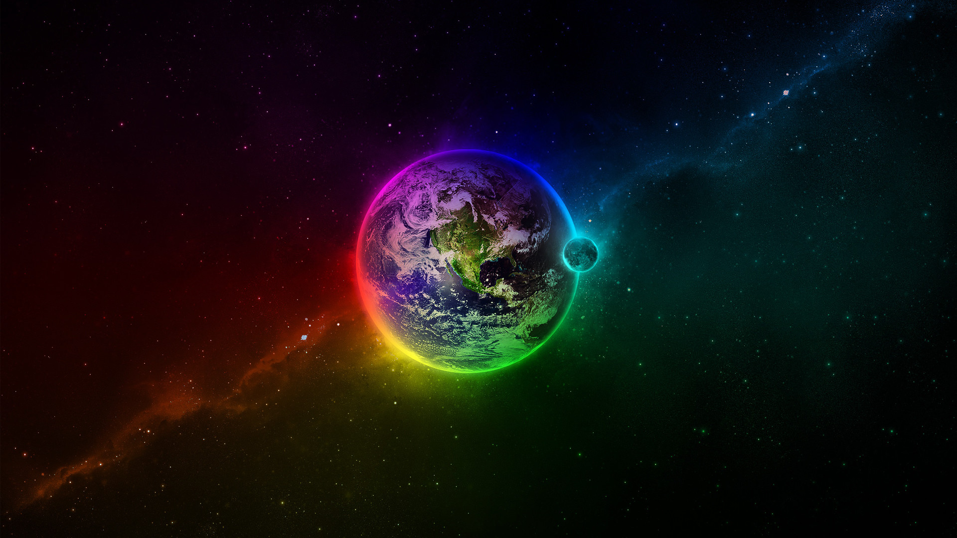 Pianeta, Arcobaleno, Spazio, Full HD, sfondo per il tuo desktop