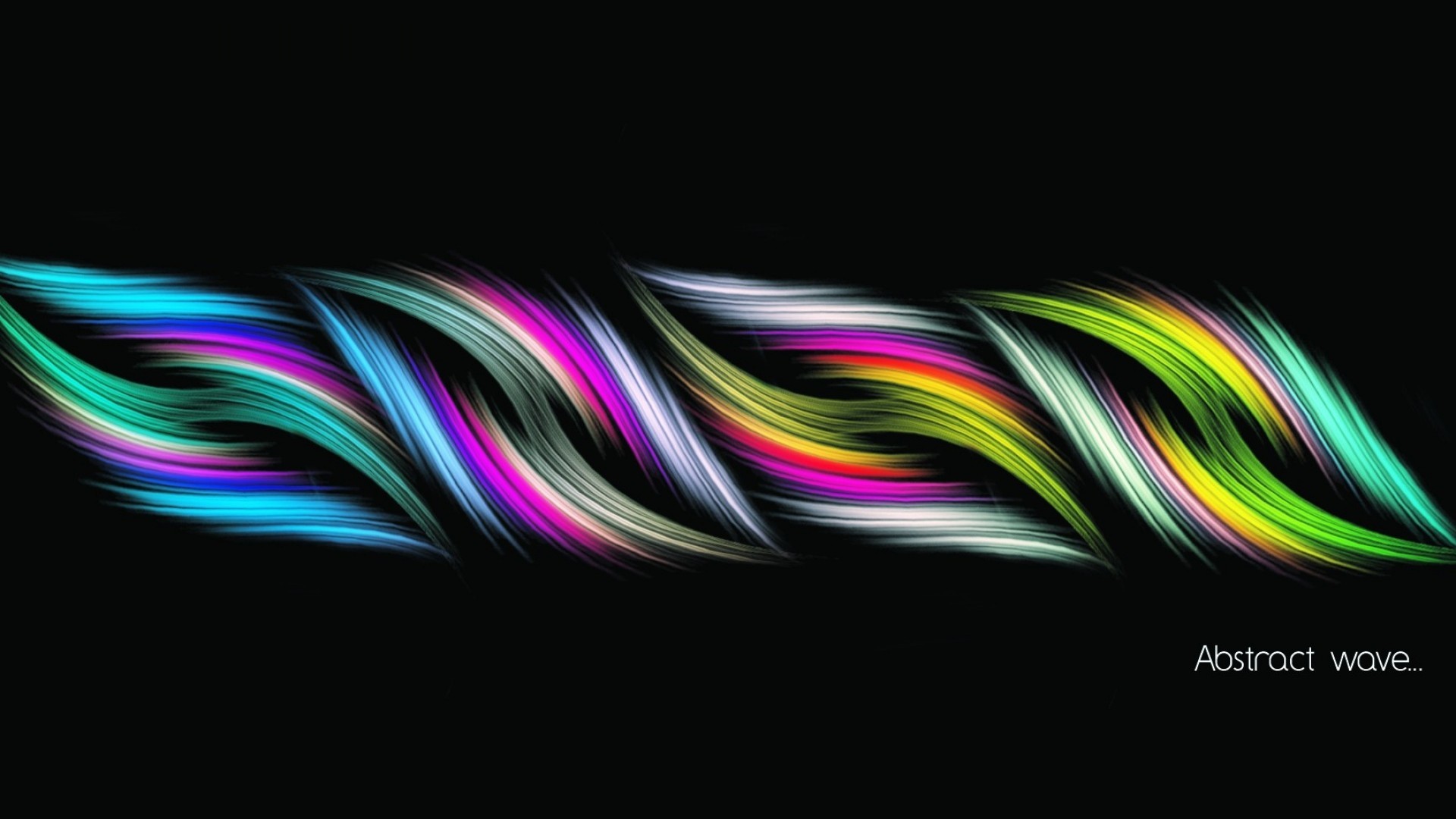 Abstract wave, Onde, Colori arcobaleno, Sfondo nero, Full HD, wallpaper per portatile