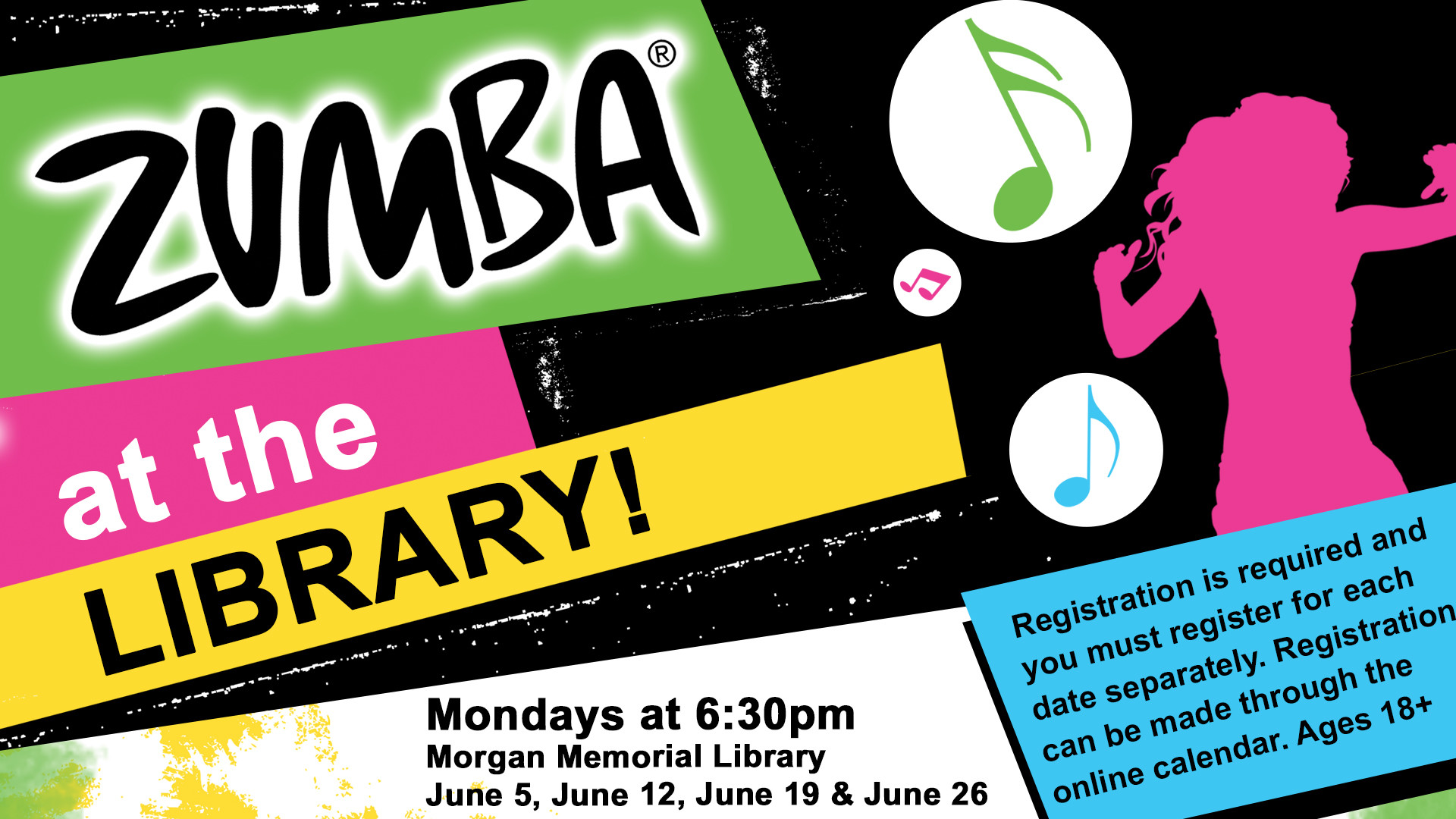 Zumba, Zumba at the Library, Volantino, Note musicali, 1920x1080, sfondo per PC