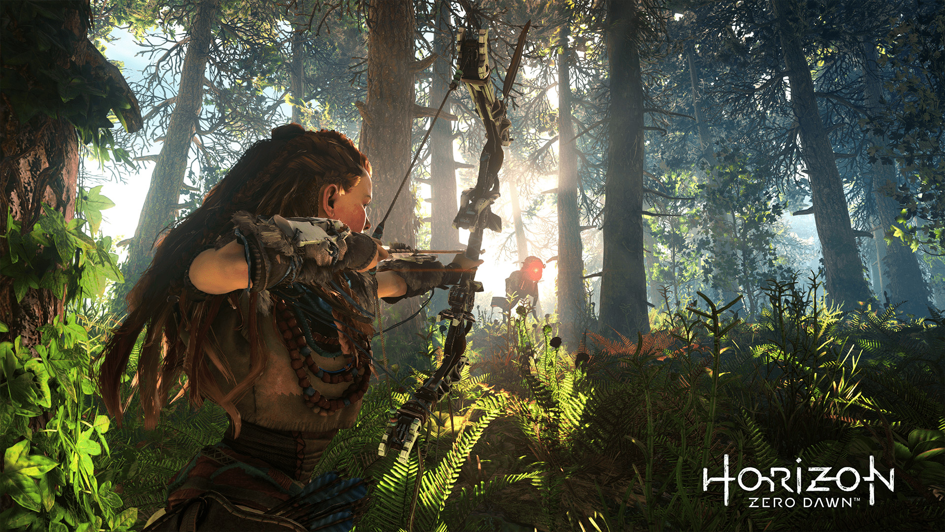 Aloy, Horizon Zero Dawn, Foresta, Logo, Full HD, sfondo per portatile