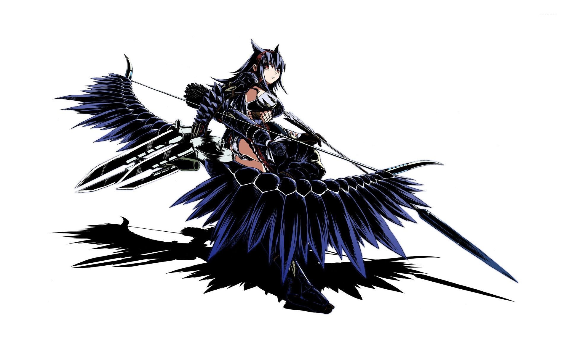Monster Hunter, Armatura Nargacuga, Cacciatrice, Sfondo bianco, Full HD, wallpaper desktop