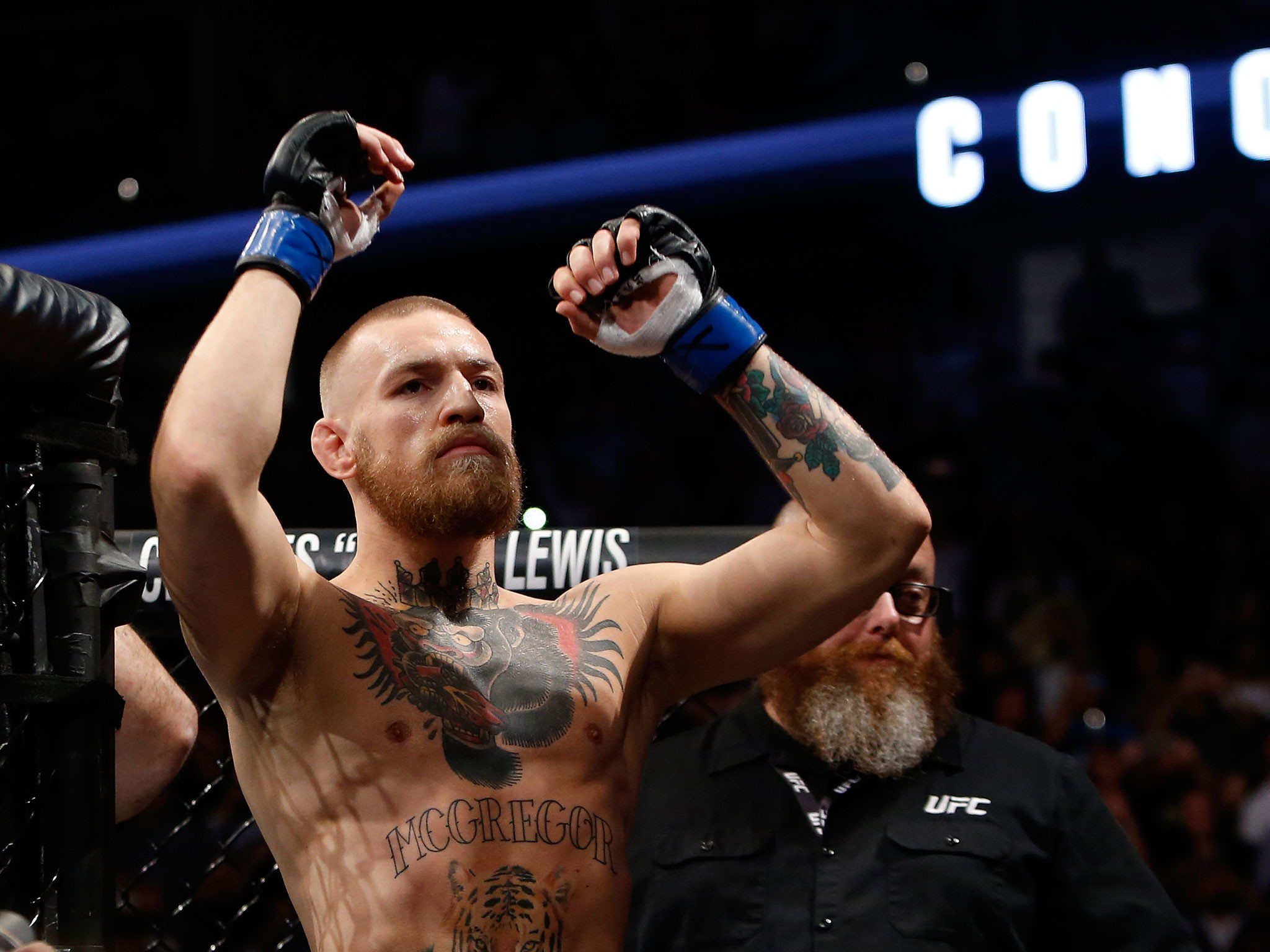 Conor McGregor, UFC, Braccia alzate, Ottagono, Arena, Full HD, schermata di blocco iPad