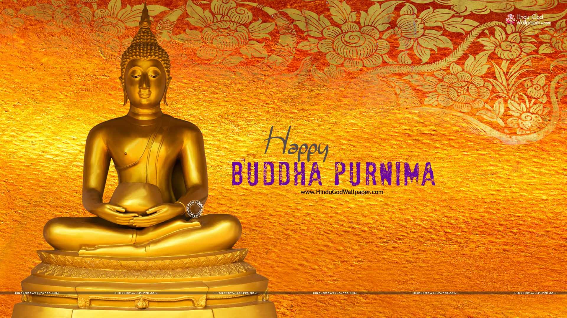 Buddha Purnima, Buddha, Statua dorata, Festa, Full HD, sfondo per PC e portatile