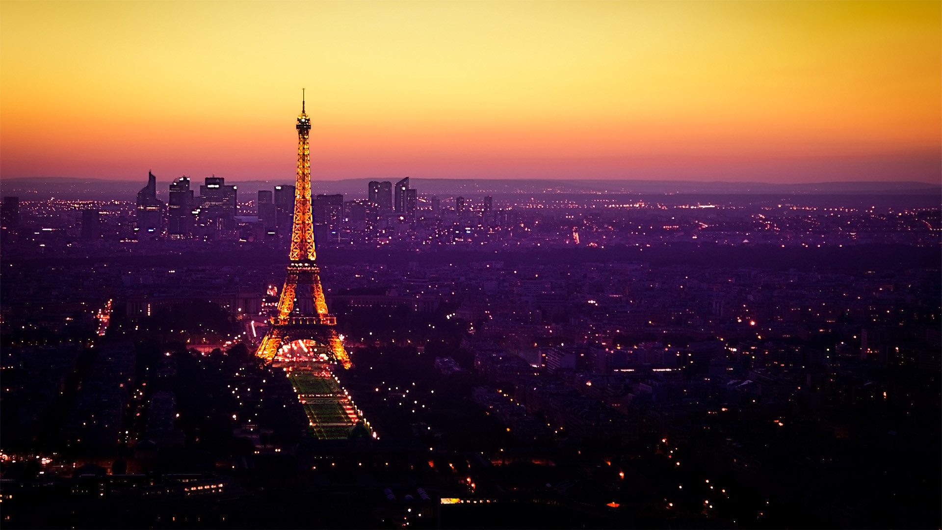 Torre Eiffel, Parigi, Panorama, Tramonto, Full HD 1080p, sfondo desktop