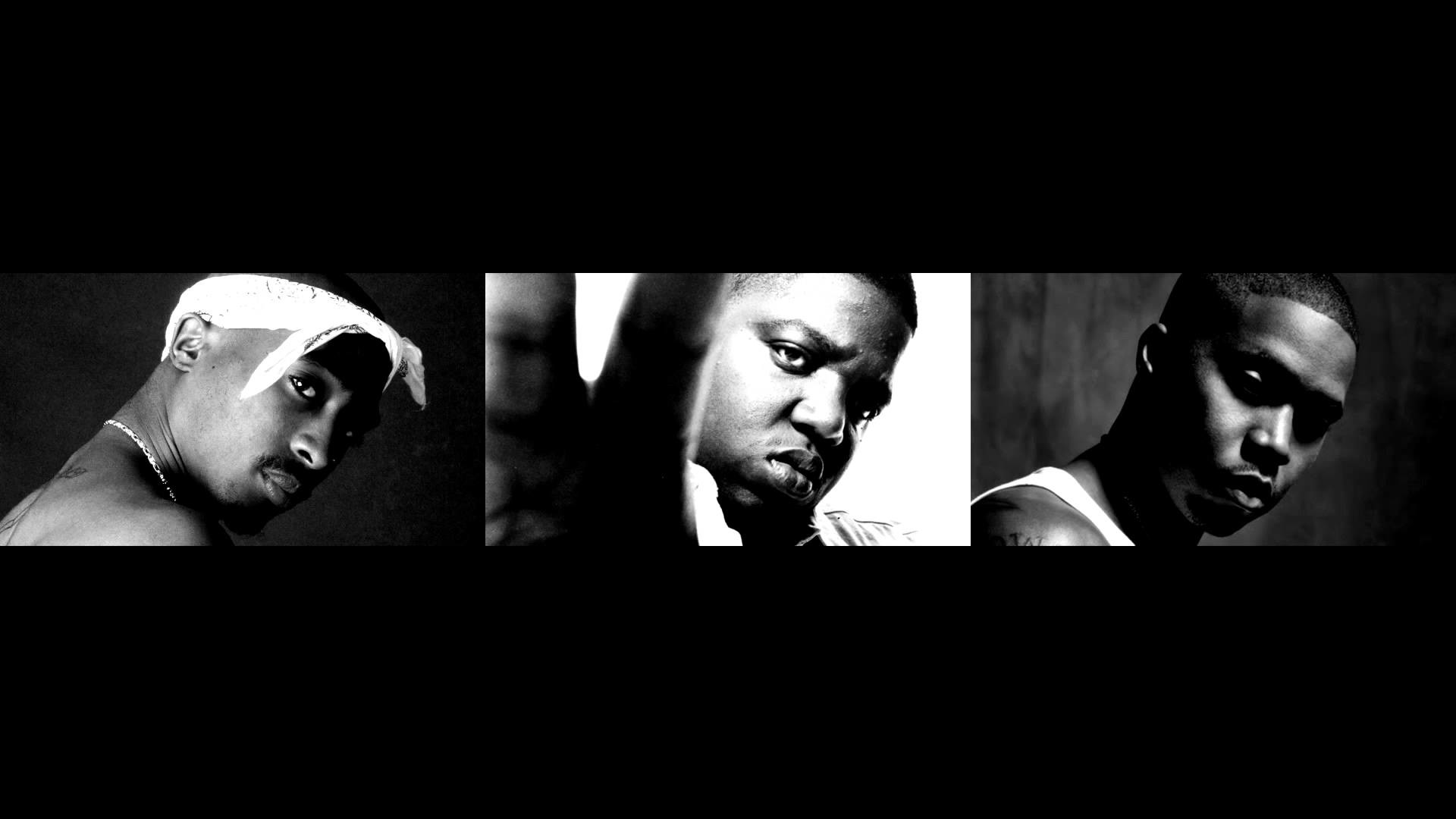 Tupac Shakur, The Notorious B.I.G., Nas, Bianco e nero, Full HD, sfondo desktop