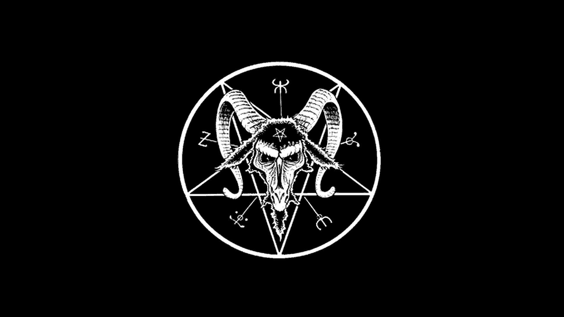Baphomet, Pentagramma, Sfondo nero, Full HD, wallpaper per PC