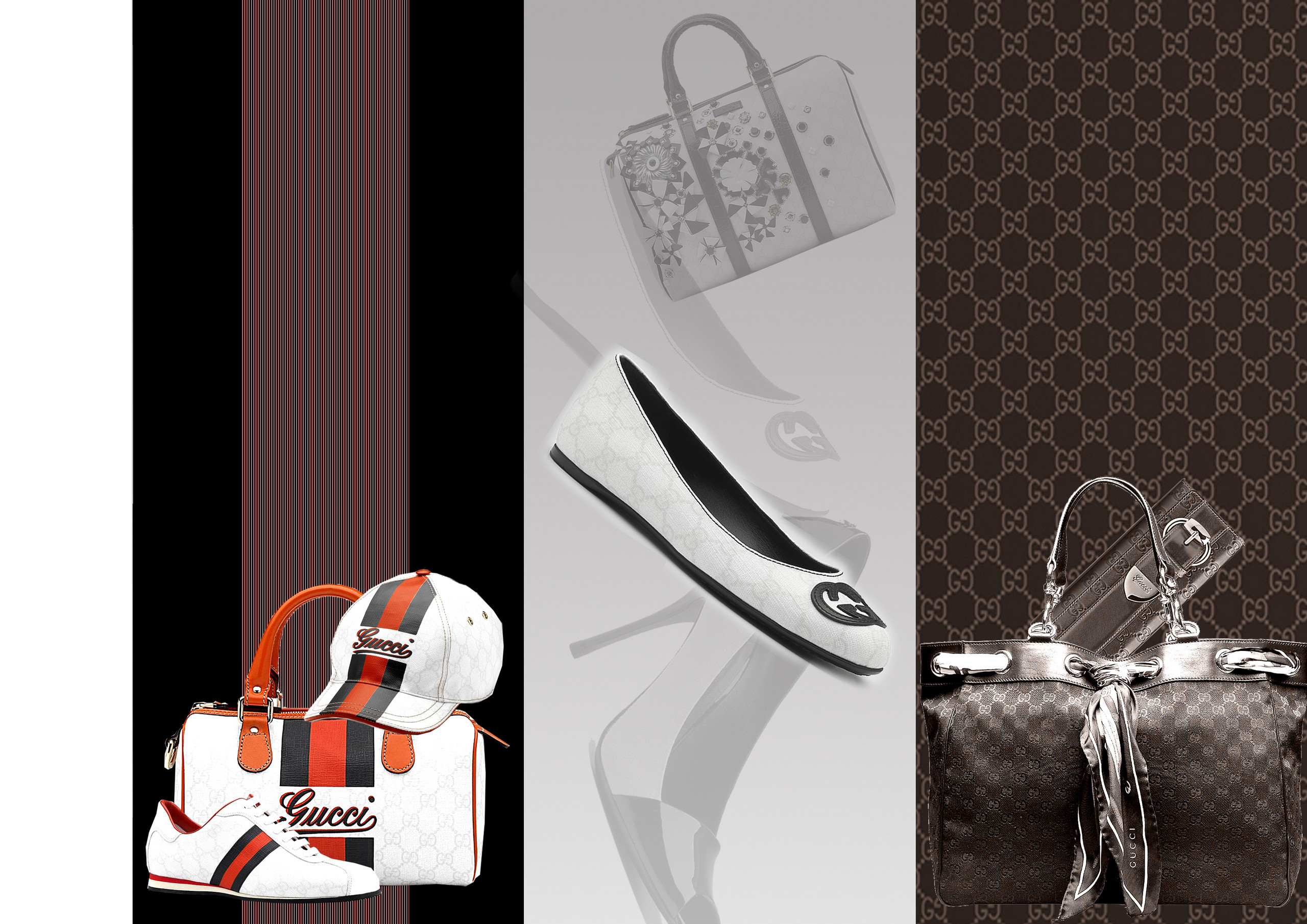 Gucci, Borse, Ballerine, Collage, Moda, 2K, sfondo per PC e portatile