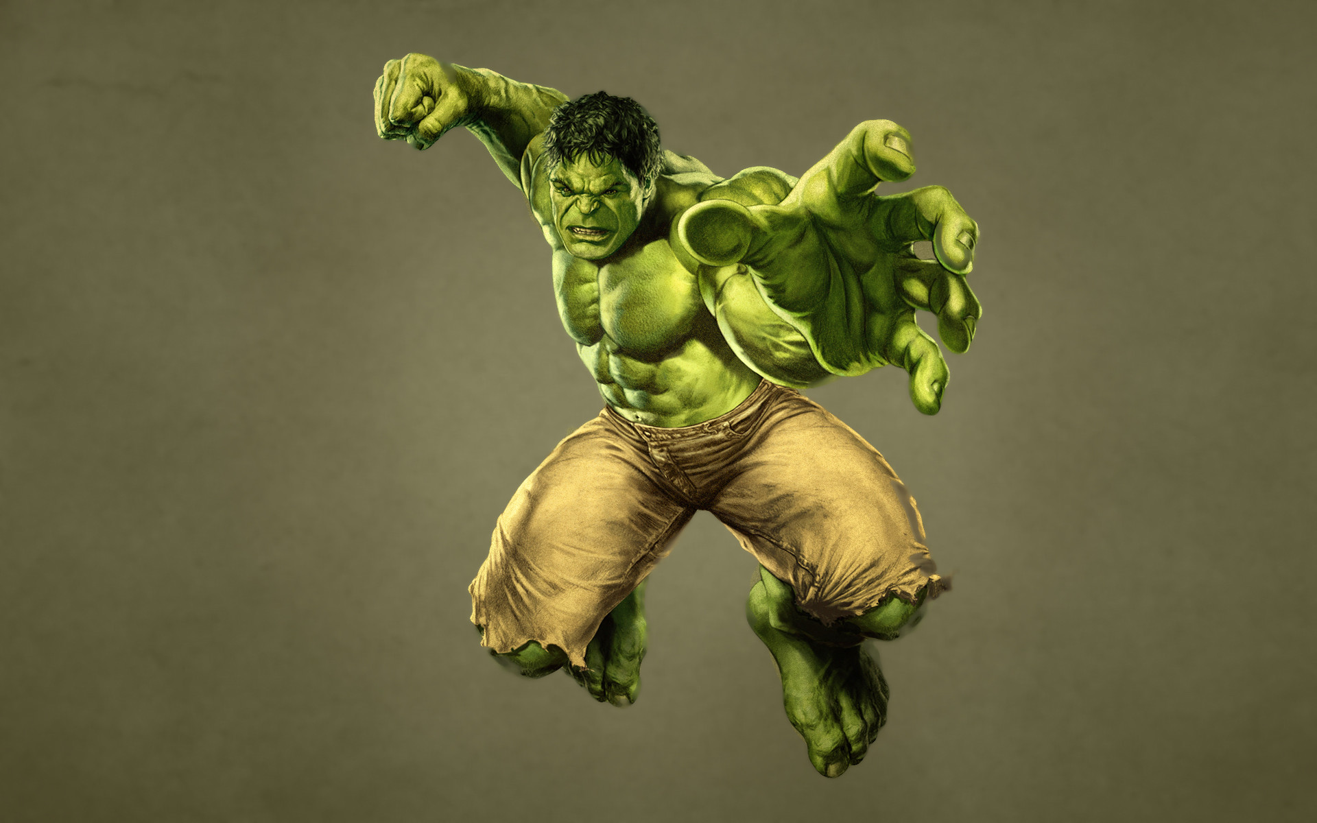 Hulk, Marvel Comics, Salto, Sfondo beige, 1920x1200, wallpaper desktop