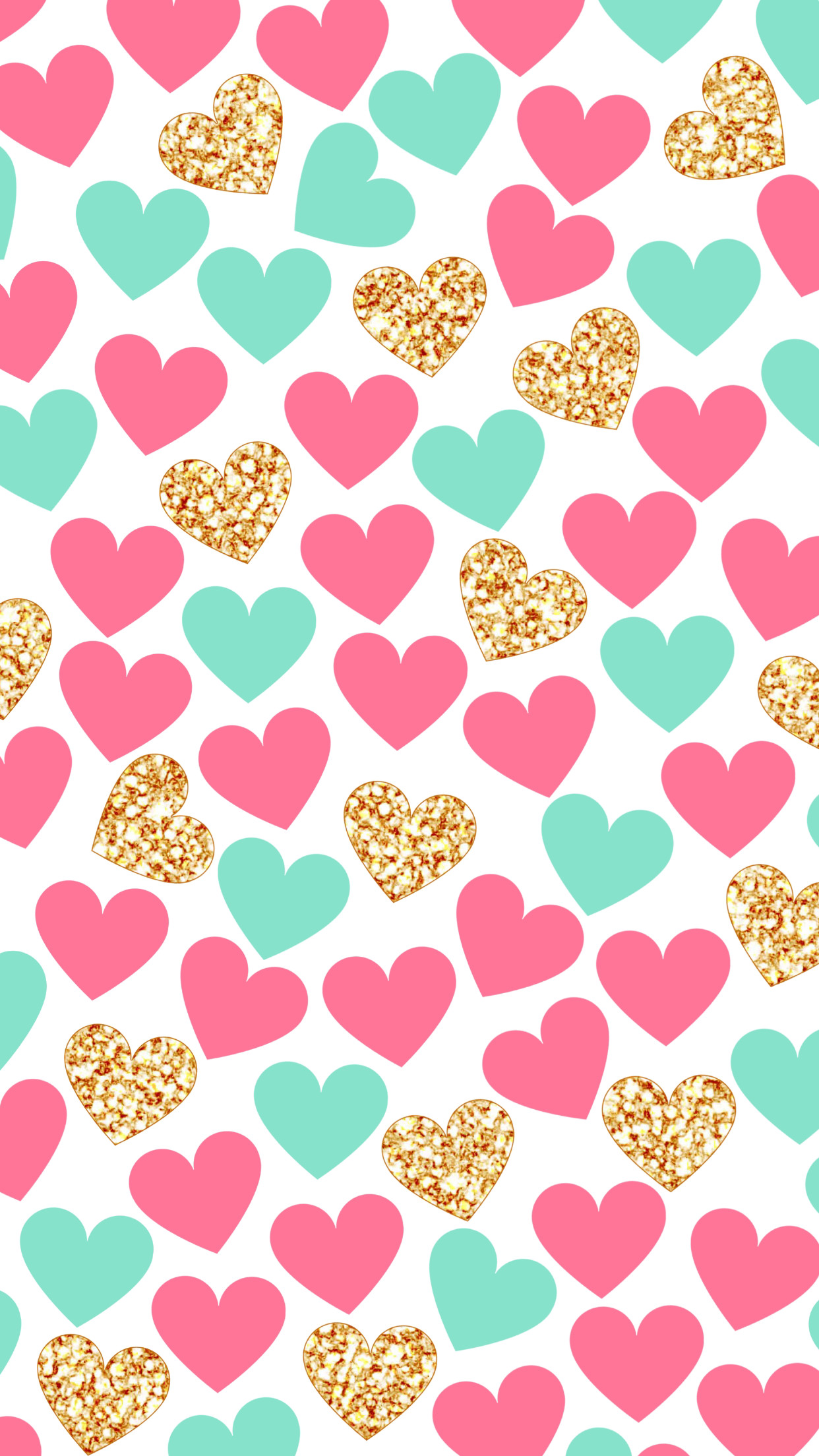 Cuori glitter, Motivo, Pastello, Full HD, sfondo per iPhone e Android