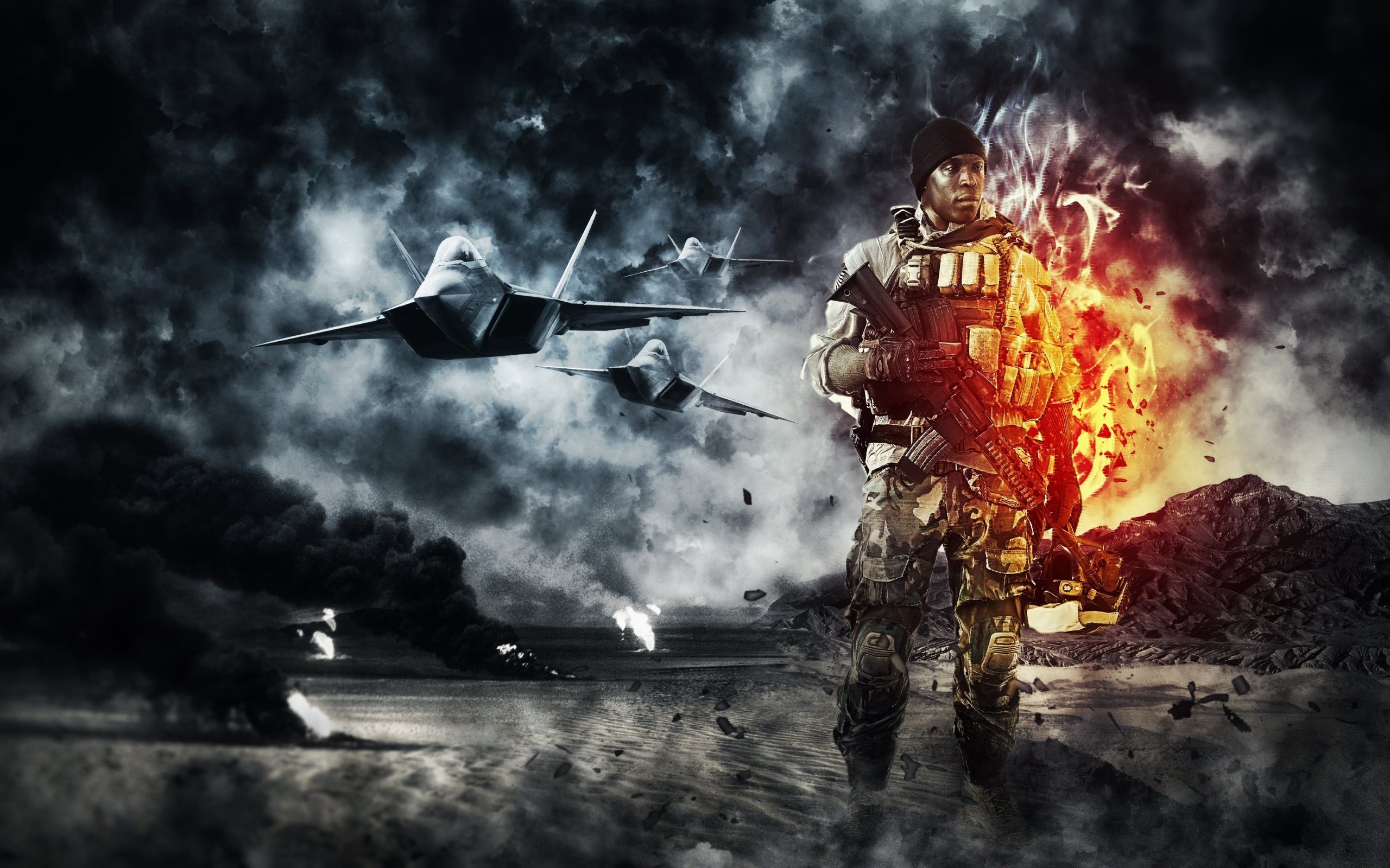 Battlefield 3, Soldato, Caccia, Fuoco, 2K, sfondo desktop