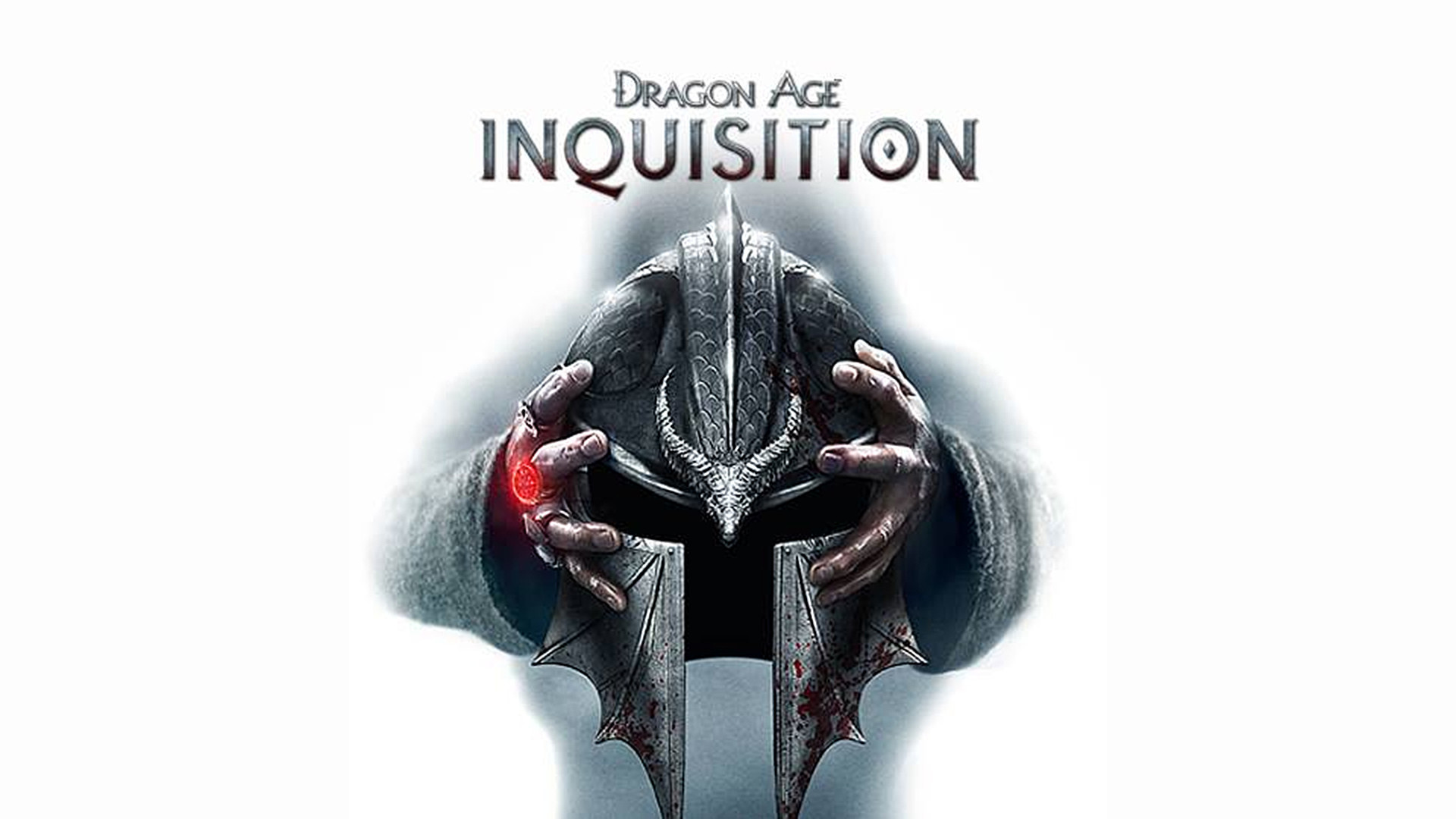 Dragon Age: Inquisition, Logo, Elmo, Sfondo bianco, Full HD, wallpaper per computer