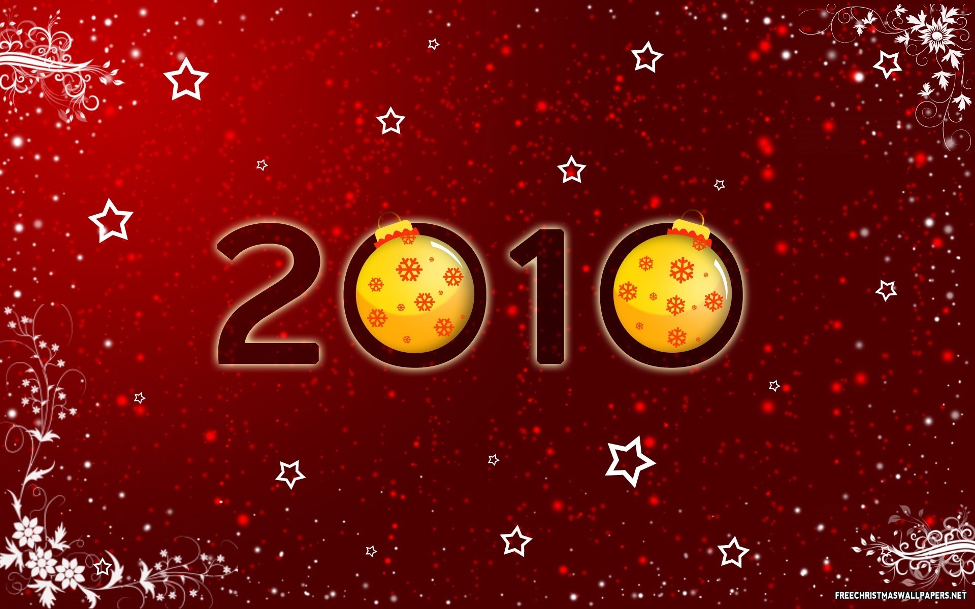 2010, Capodanno, Stelle, Sfondo rosso, wallpaper per desktop