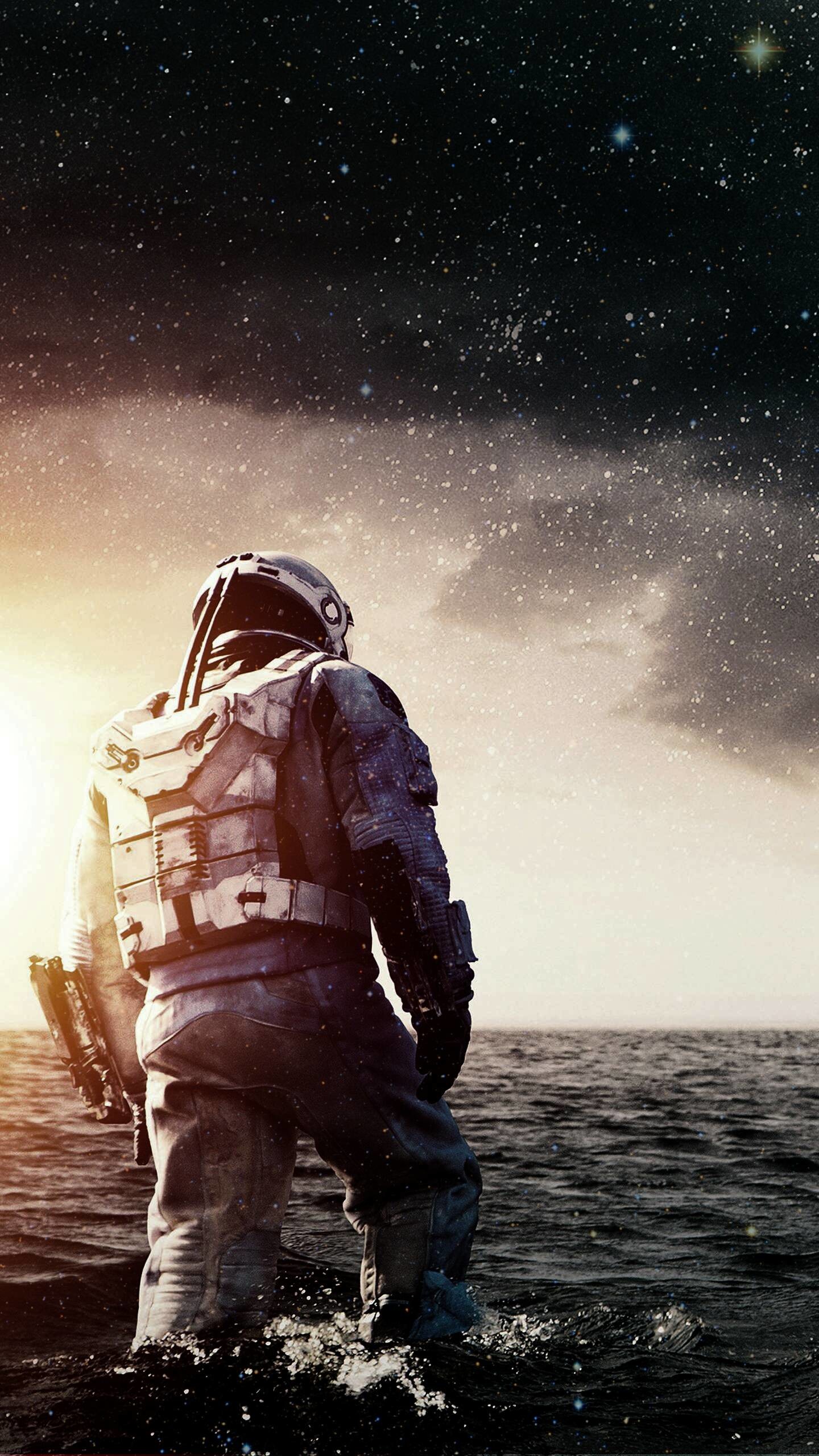 Interstellar, Astronauta, Pianeta di Miller, Oceano, QHD+, sfondo verticale per cellulare