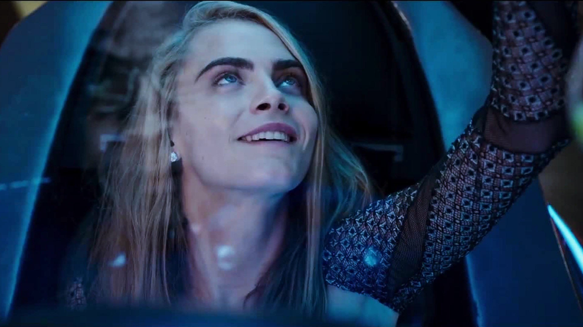 Cara Delevingne, Valerian e la città dei mille pianeti, Laureline, Fantascienza, Luce blu, sfondo 1080p