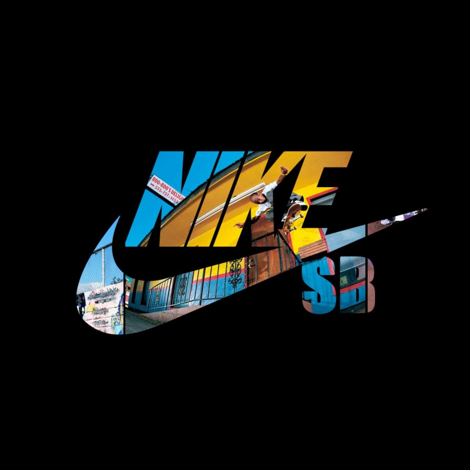 Nike SB, Nike, Logo, Sfondo nero, Full HD, schermata di blocco iPad