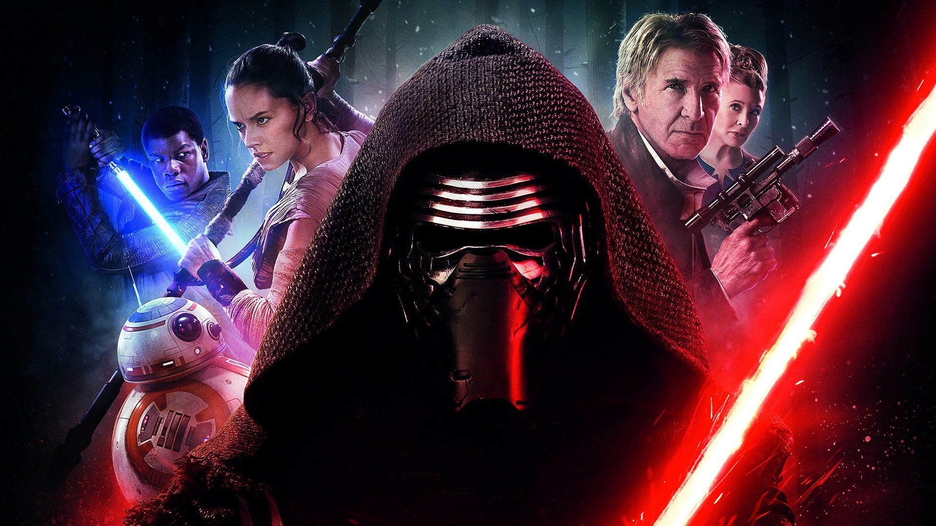 Star Wars: Il risveglio della Forza, Kylo Ren, Rey, Han Solo, BB-8, sfondo Full HD per PC