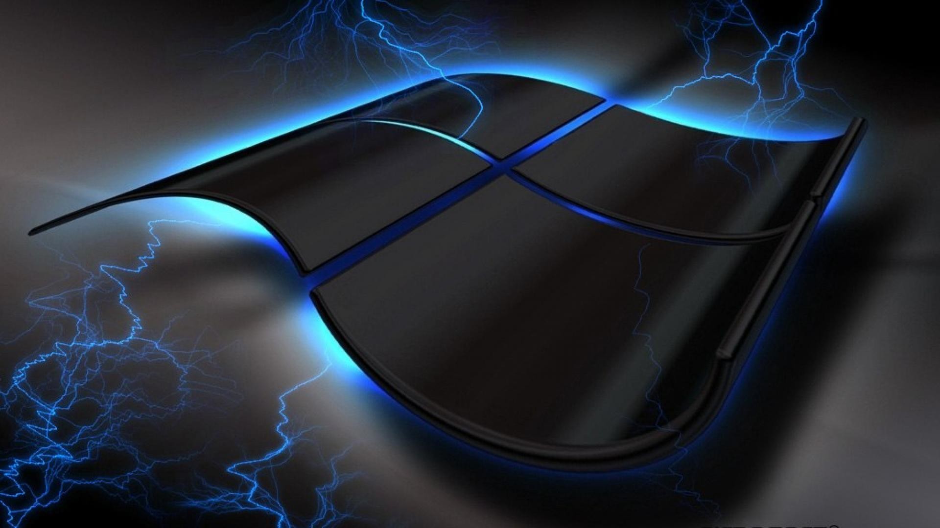 Logo Windows, Windows, Fulmini, Blu, Full HD, sfondo per portatile