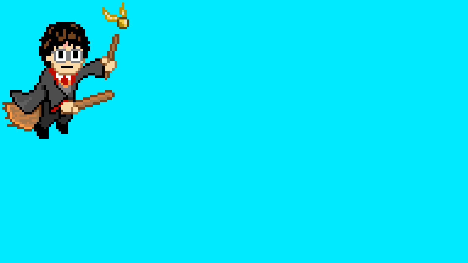 Harry Potter, Pixel art, Boccino d'oro, Manico di scopa, Azzurro, sfondo desktop 1080p