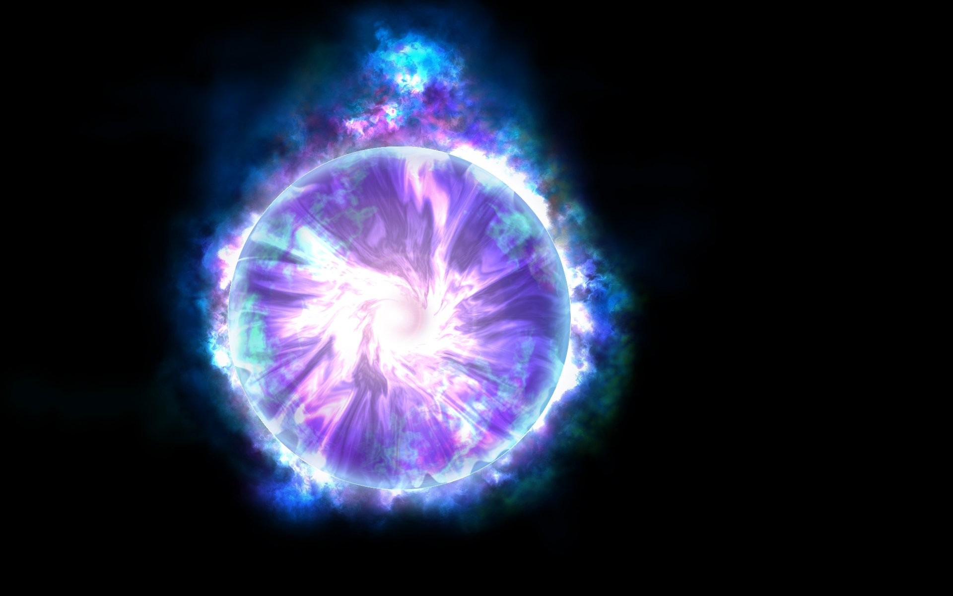 Sfera di energia, Viola, Luce, Sfondo nero, 16:10 Full HD, wallpaper widescreen