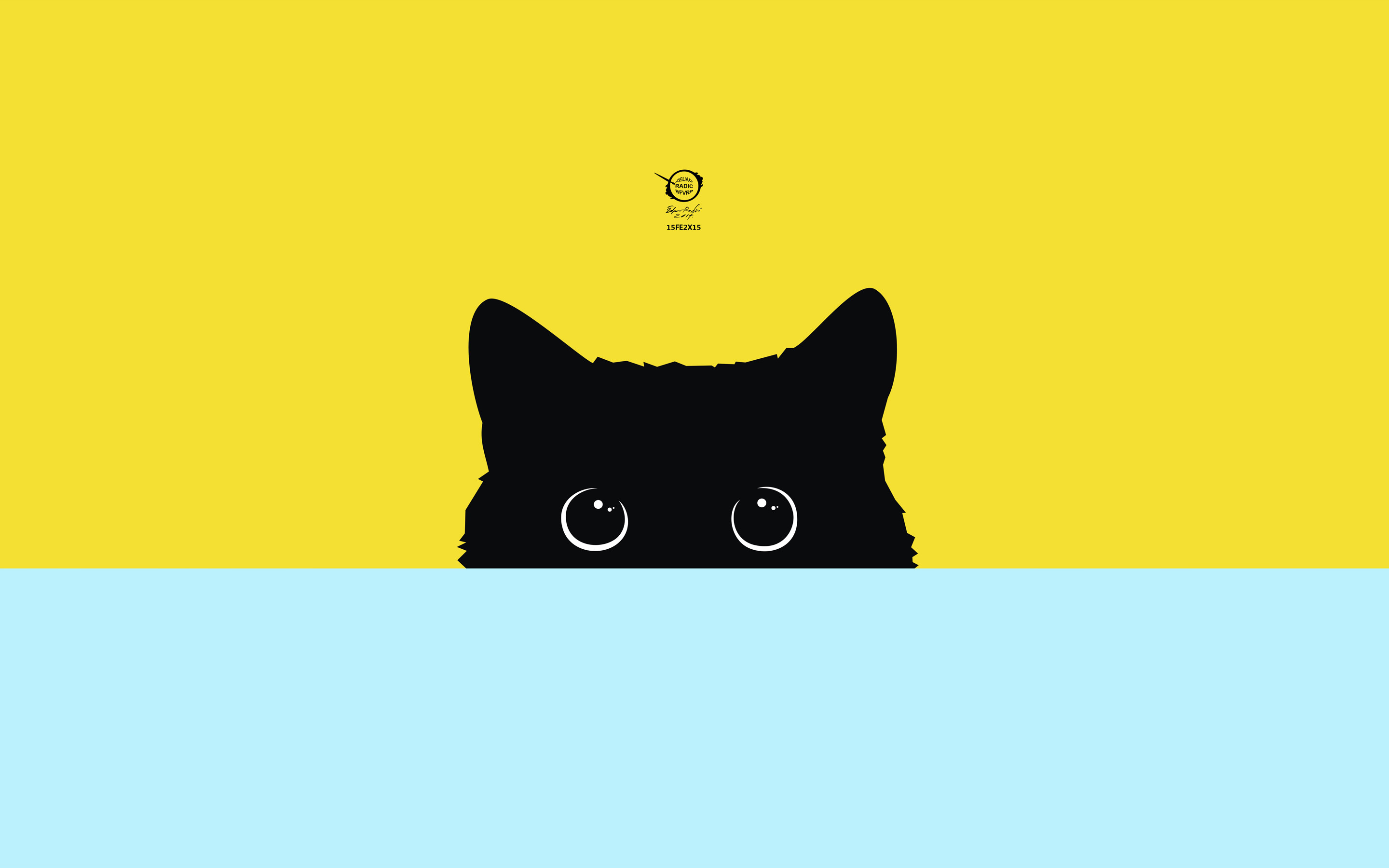 Gatto nero, Occhi, Giallo, Minimalista, 2K, sfondo per PC