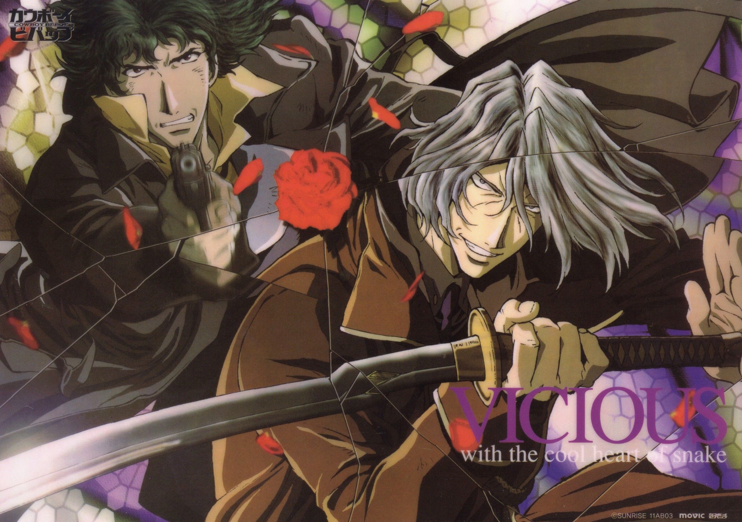 Vicious, Spike Spiegel, Cowboy Bebop, Katana, Rose, Full HD, sfondo desktop