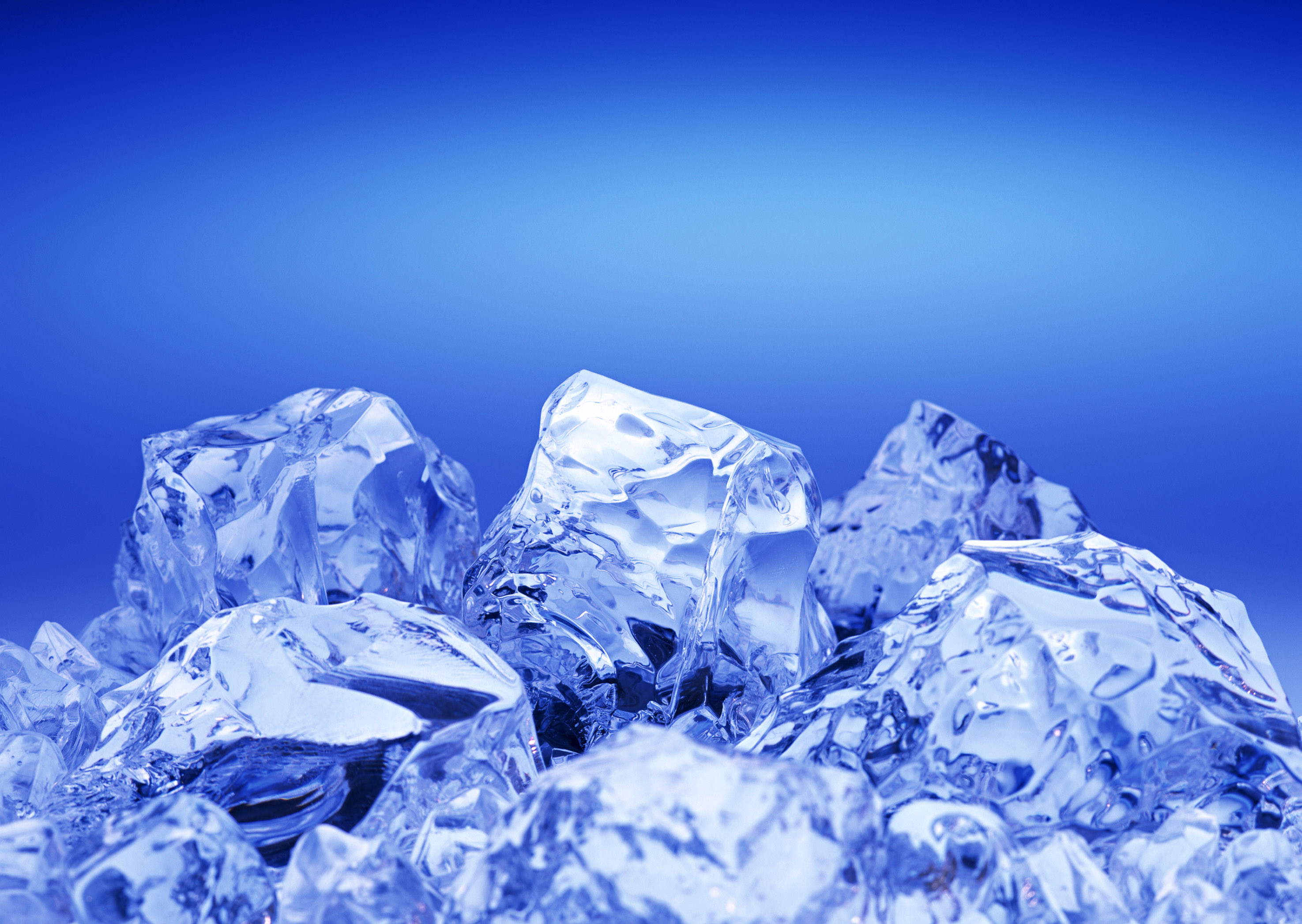 Cubetti di ghiaccio, Blu, Cristalli, 2K, sfondo per PC e portatile