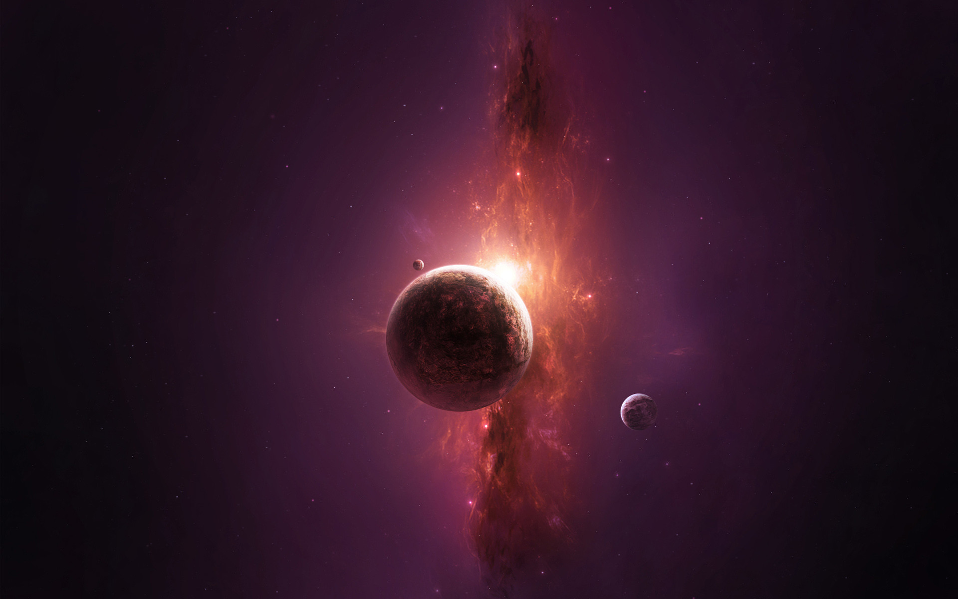 Pianeta, Nebulosa, Spazio, Rosso, 16:10 Full HD, sfondo widescreen