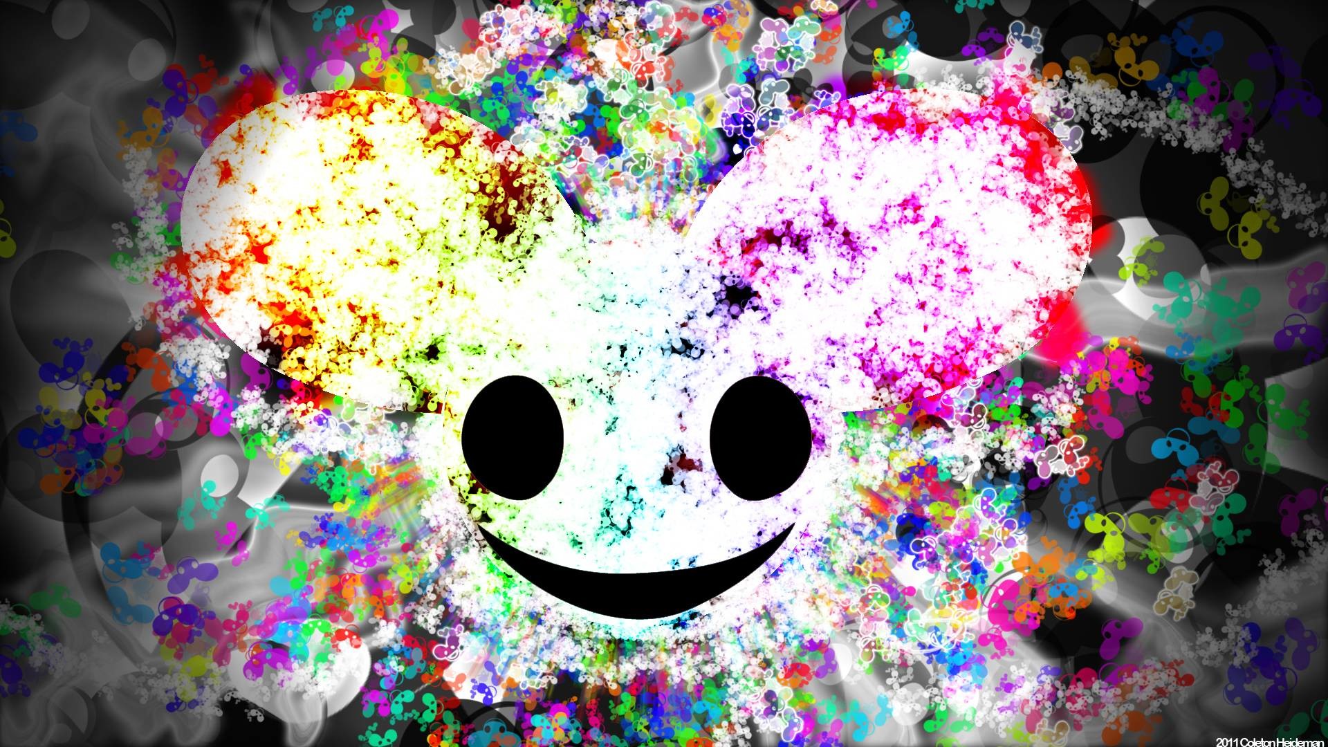 Deadmau5, Logo, Schizzi colorati, 1920x1080, immagine di sfondo