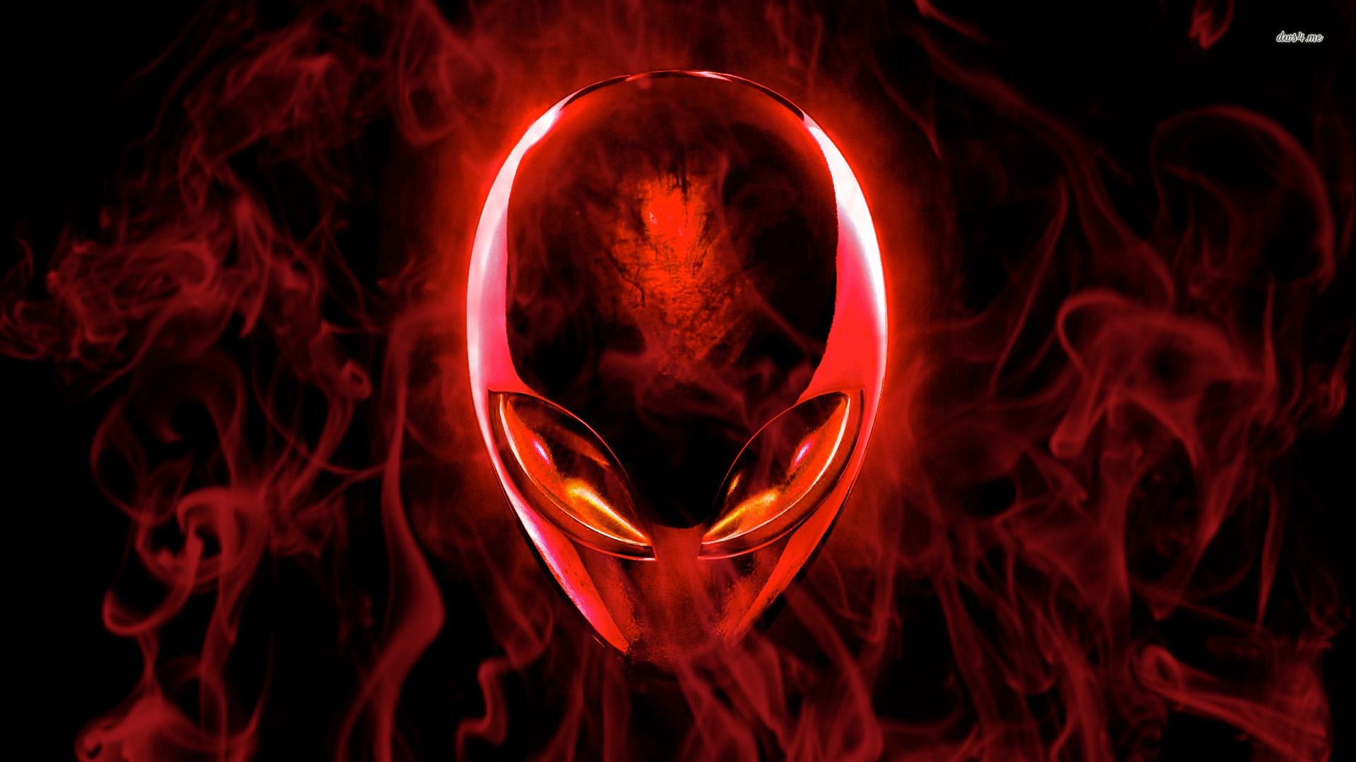 Alienware, Logo alieno, Fumo rosso, Full HD 1080p, sfondo desktop