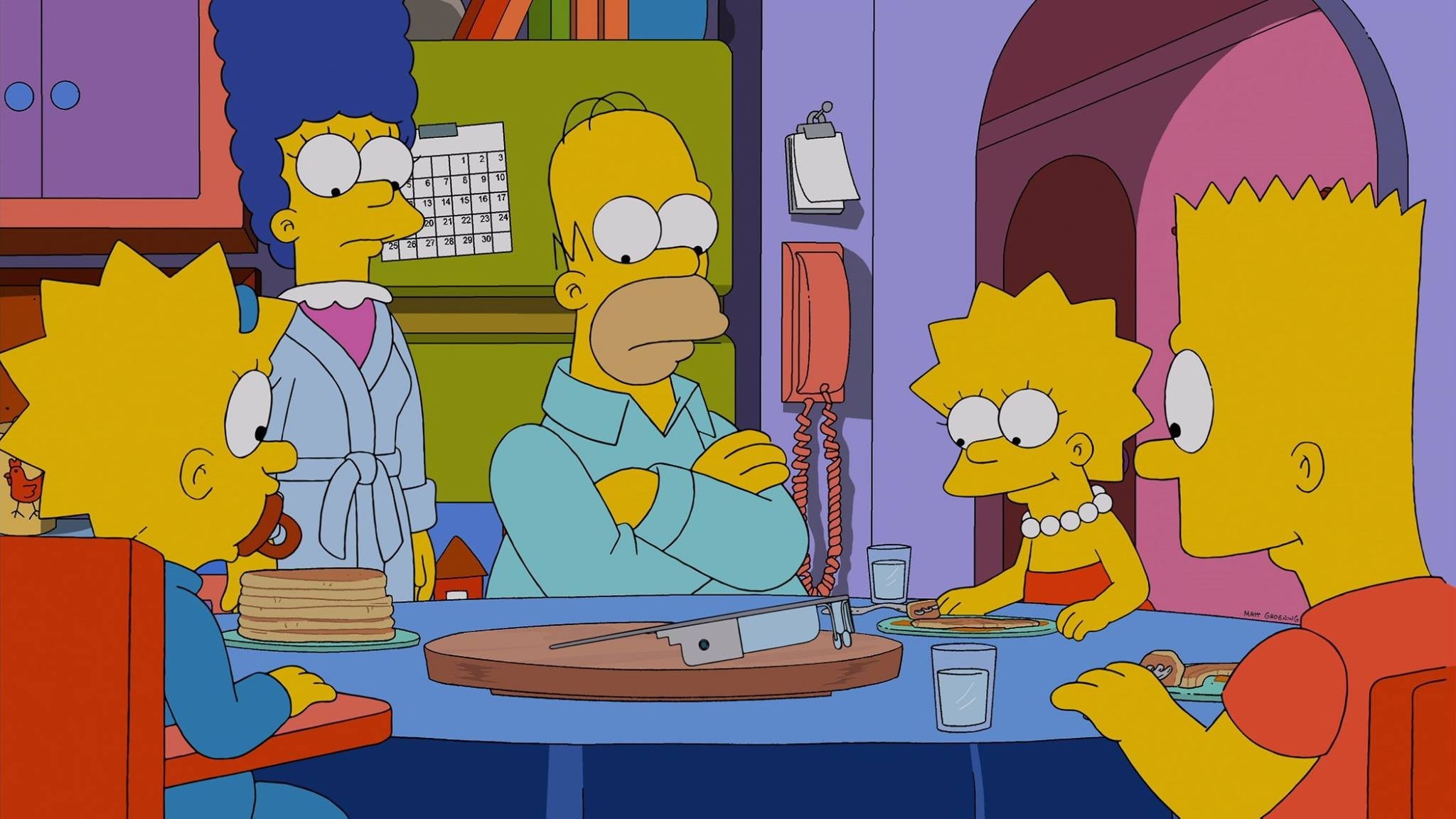 Homer Simpson, Marge Simpson, Bart Simpson, Lisa Simpson, I Simpson, Cucina, sfondo Full HD
