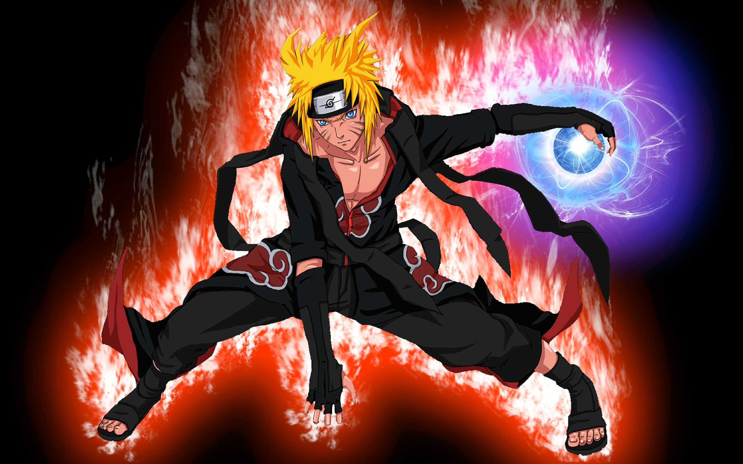Naruto Uzumaki, Akatsuki, Rasengan, Fan art, 2560x1600, immagine di sfondo