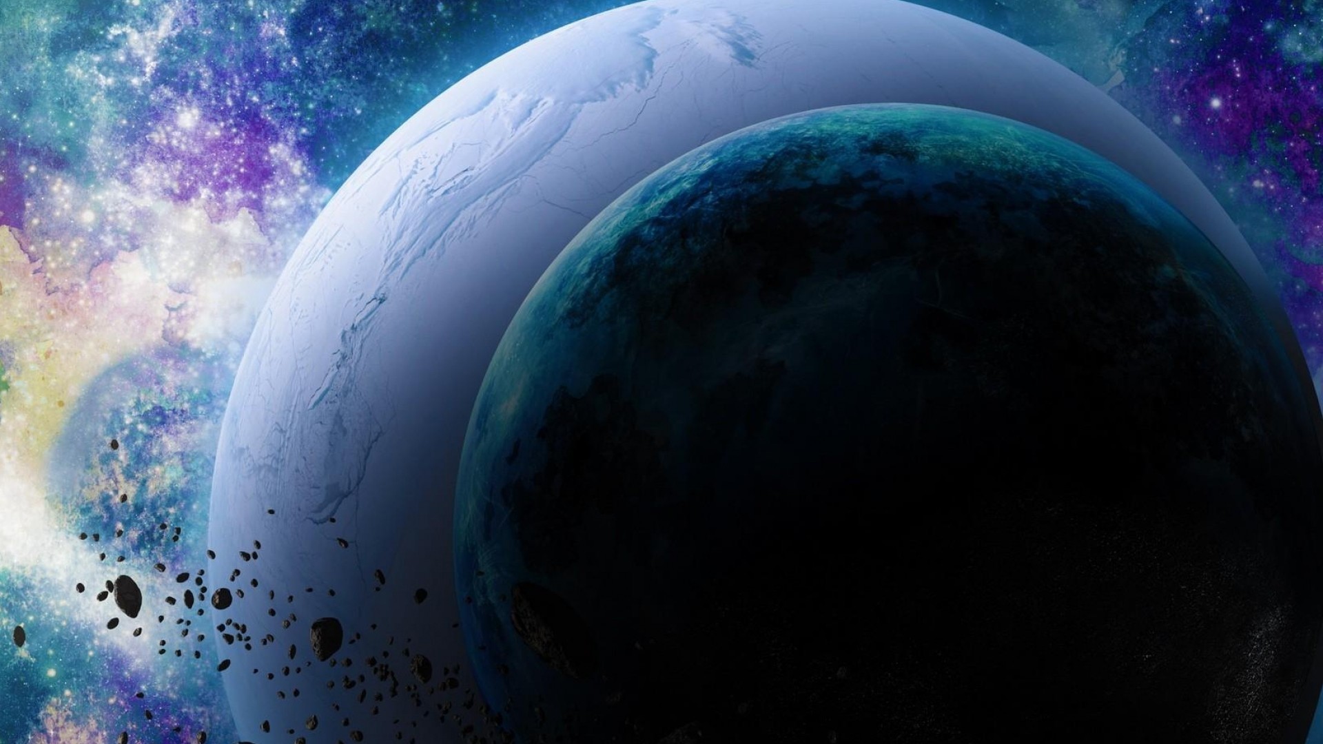Pianeti, Asteroidi, Spazio, Nebulosa, Fantascienza, Full HD 1080p, sfondo desktop