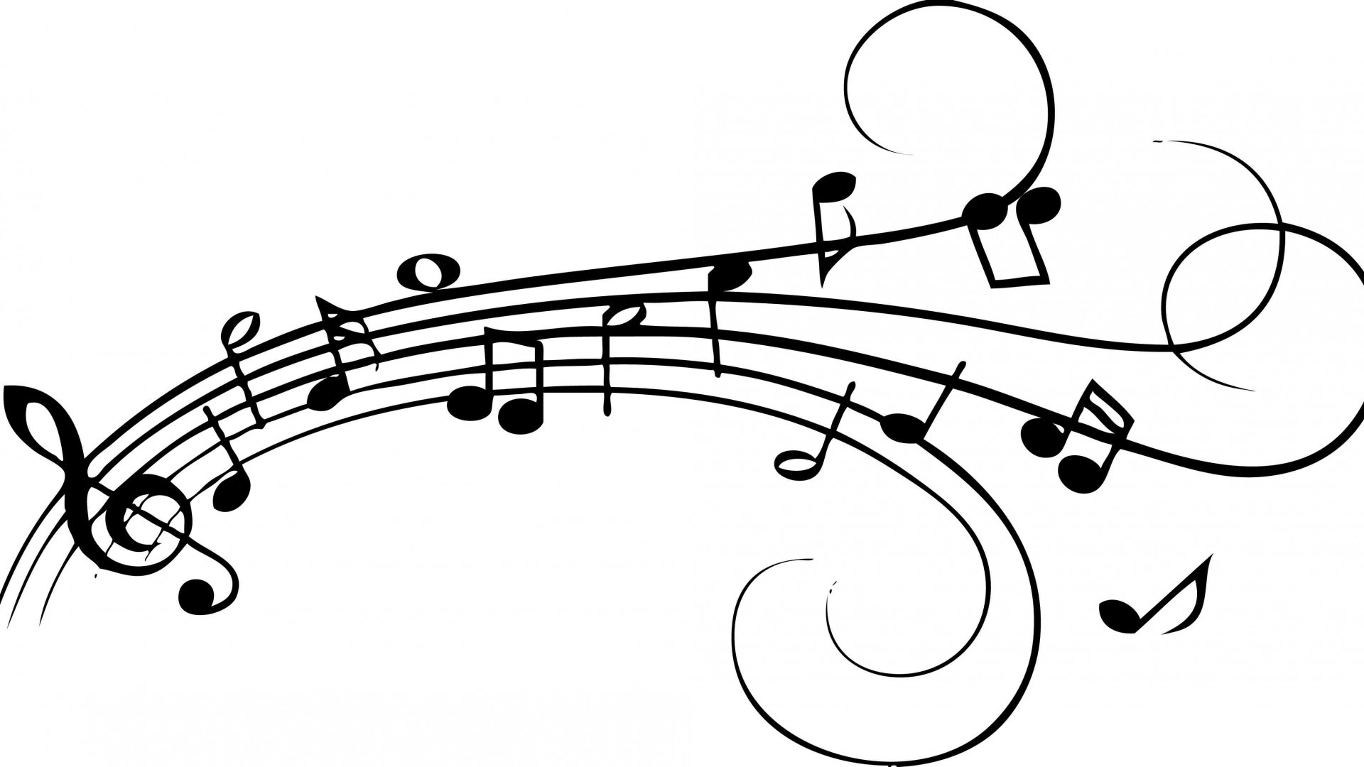 Note musicali, Chiave di violino, Pentagramma, Bianco e nero, Full HD, sfondo desktop