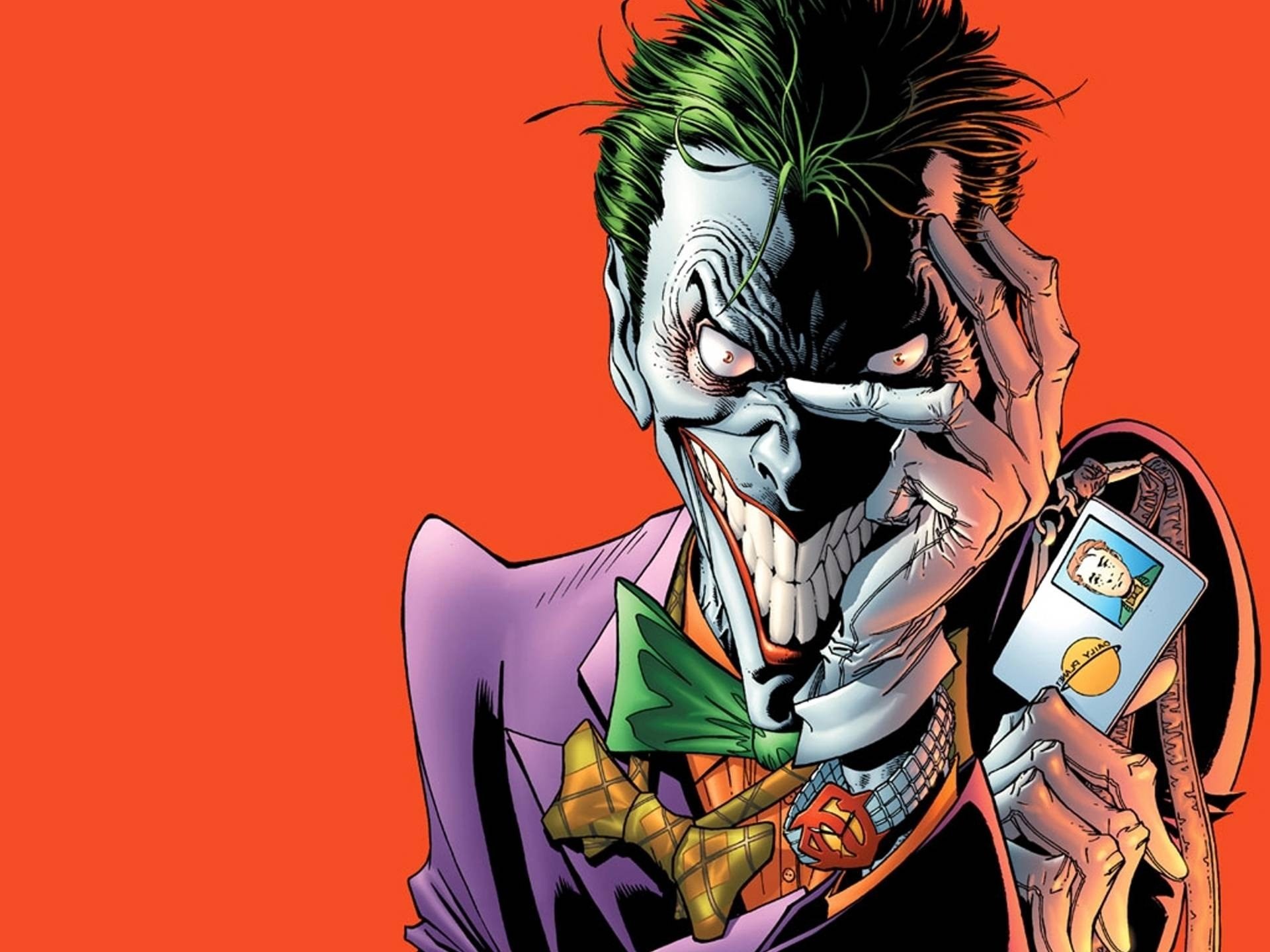 Joker, DC Comics, Fumetto, Sfondo arancione, Full HD, schermata di blocco iPad
