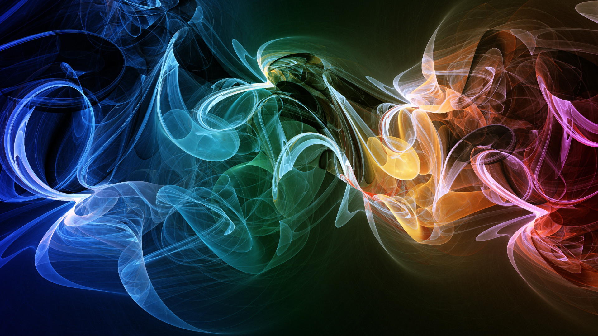 Fumo colorato, Astratto, Sfondo nero, Full HD, wallpaper per computer