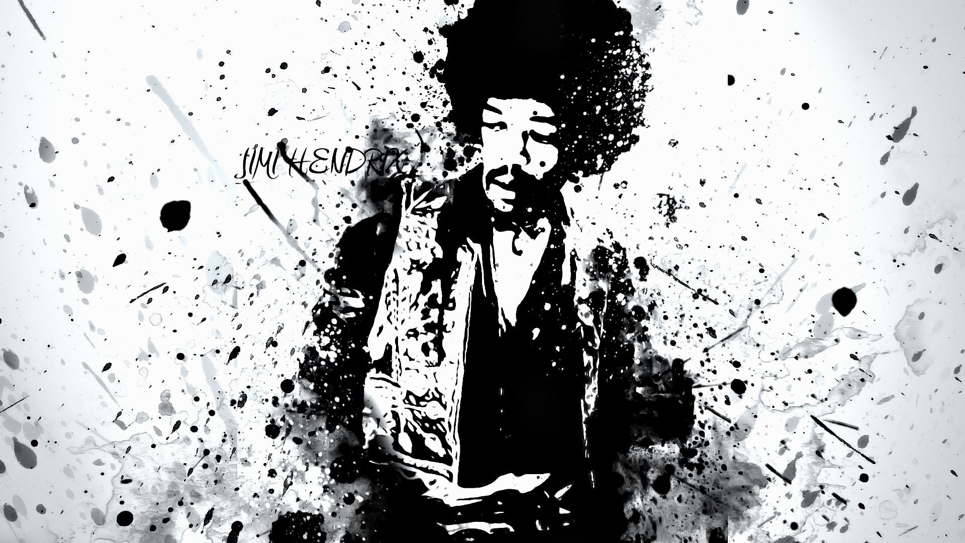 Jimi Hendrix, Schizzi d'inchiostro, Bianco e nero, 1920x1080, sfondo per PC