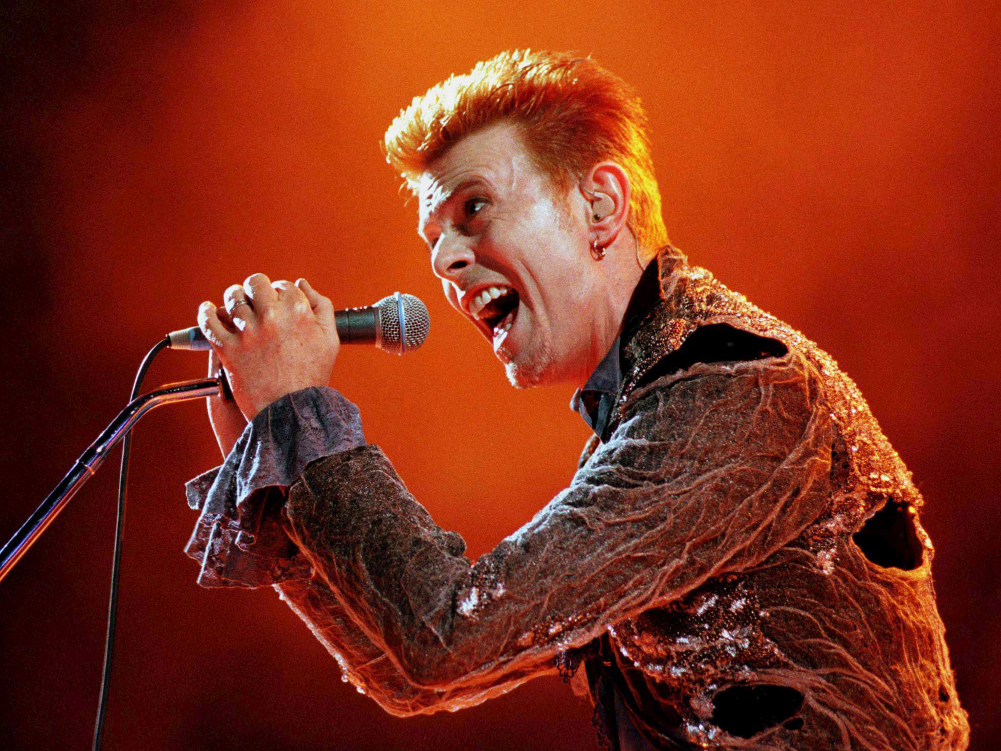 David Bowie, Concerto, Microfono, Sfondo arancione, Full HD, schermata di blocco iPad