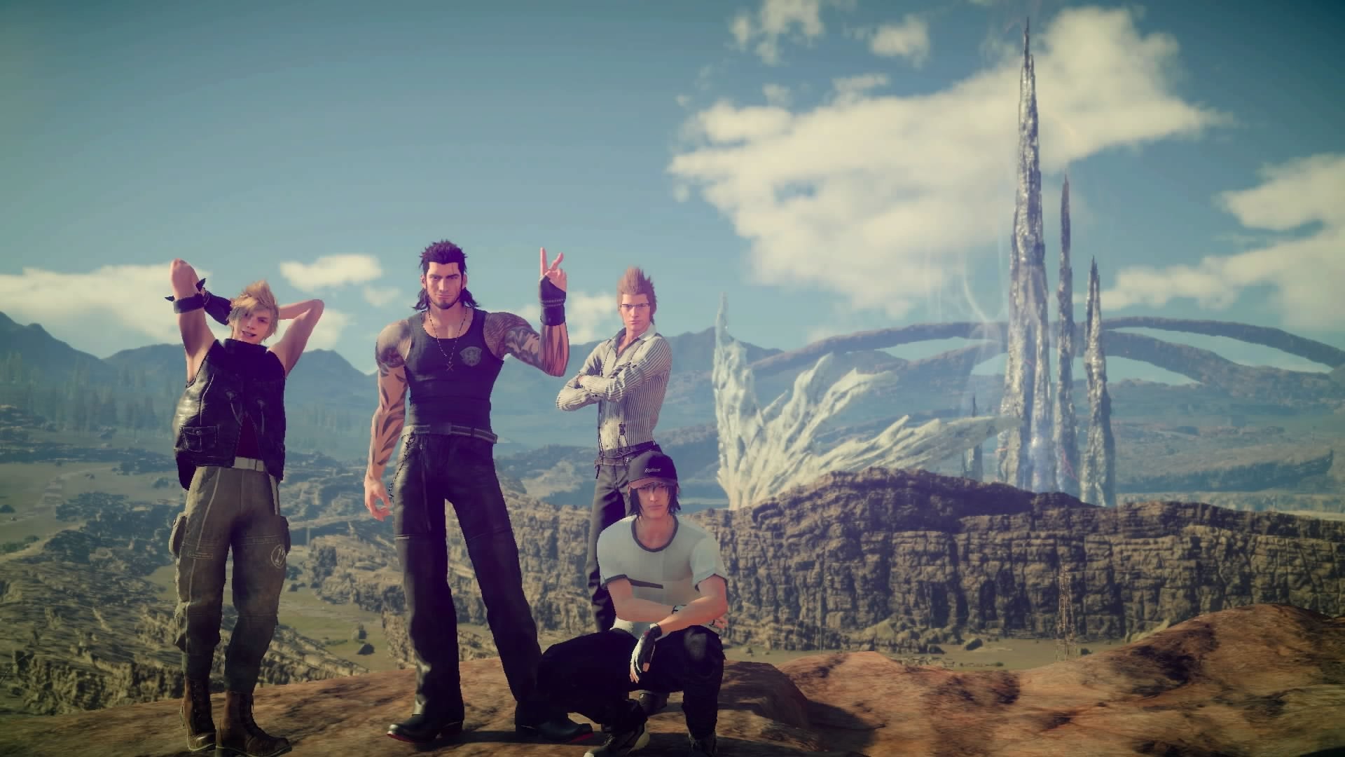 Noctis Lucis Caelum, Gladiolus Amicitia, Prompto Argentum, Ignis Scientia, Final Fantasy XV, Selfie, wallpaper desktop