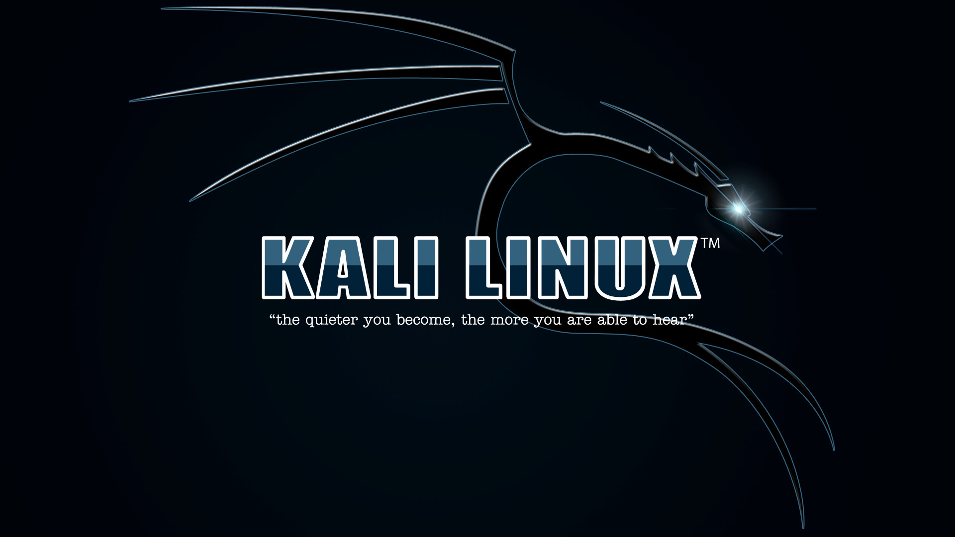 Kali Linux, Logo del drago, Citazione, Sfondo blu scuro, Full HD, wallpaper desktop