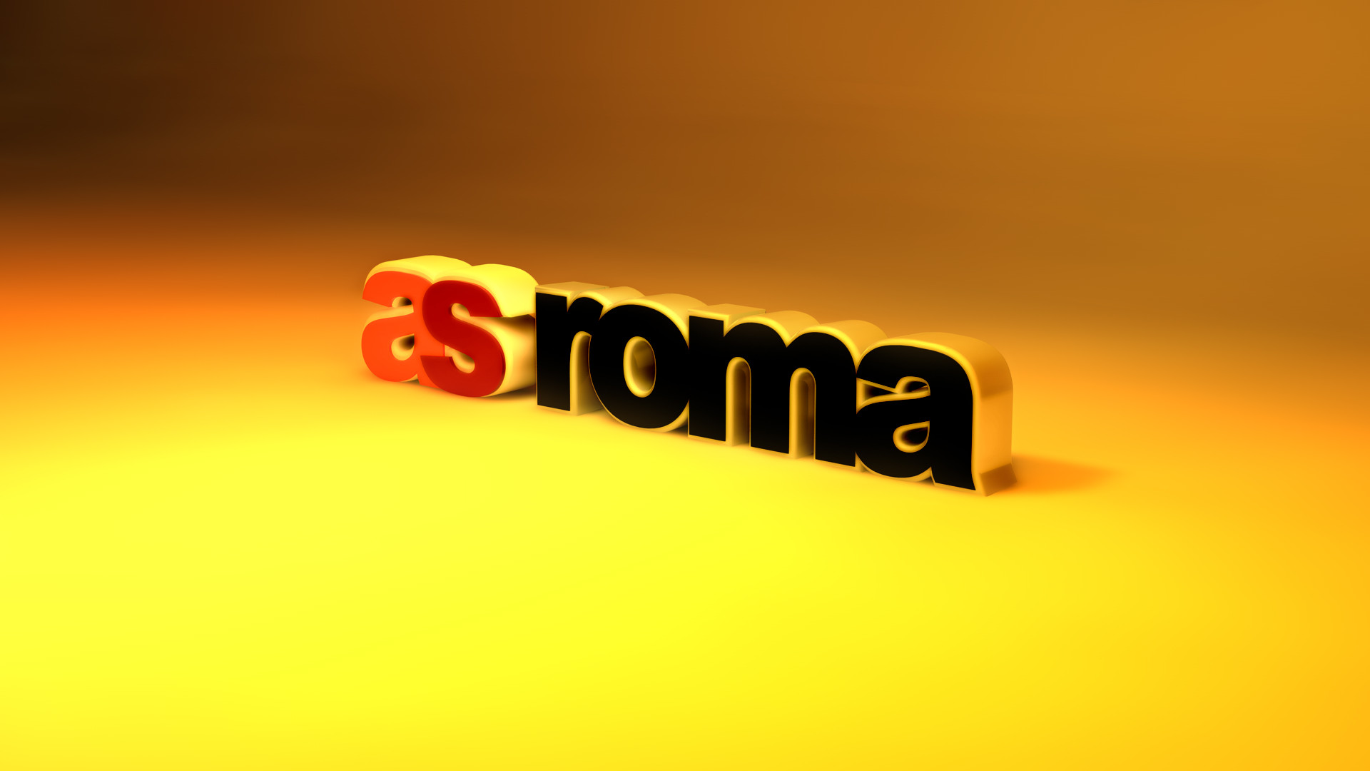 AS Roma, Logo 3D, Scritta, Arancione, Full HD, sfondo per PC