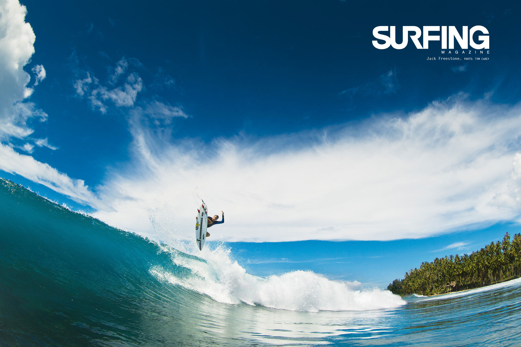 Surfing Magazine, Surfista, Salto, Onda, Cielo blu, Full HD, sfondo per PC