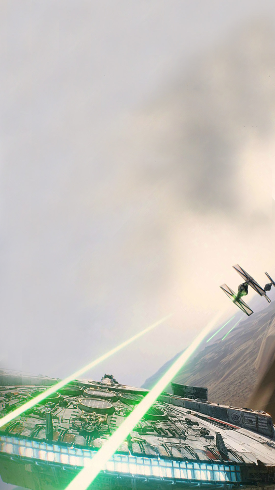 Star Wars, Caccia TIE, Millennium Falcon, Laser, Battaglia spaziale, sfondo iPhone 4K Full HD