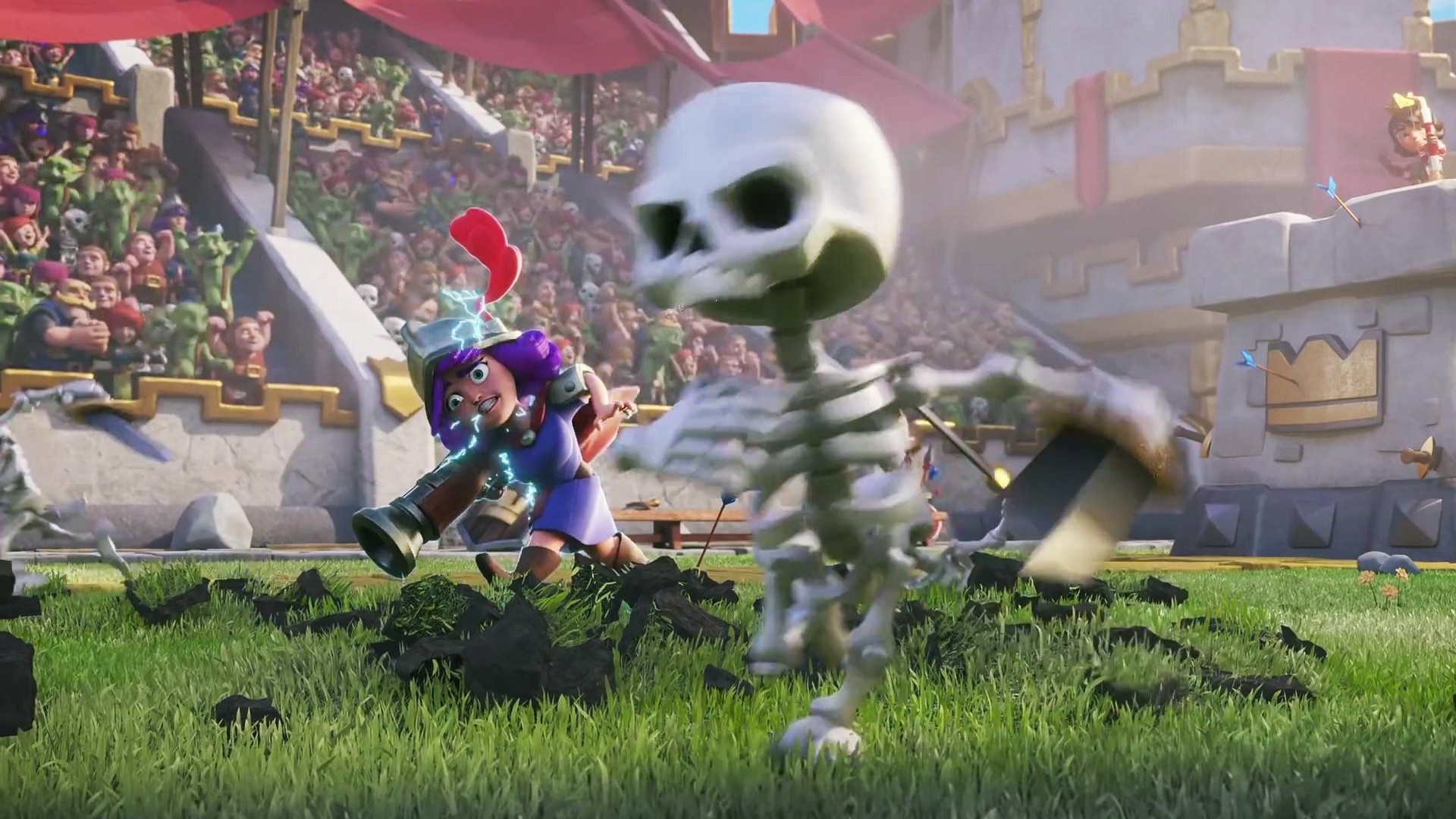 Clash Royale, Scheletro gigante, Strega, Arena, 16:9 Full HD, sfondo widescreen
